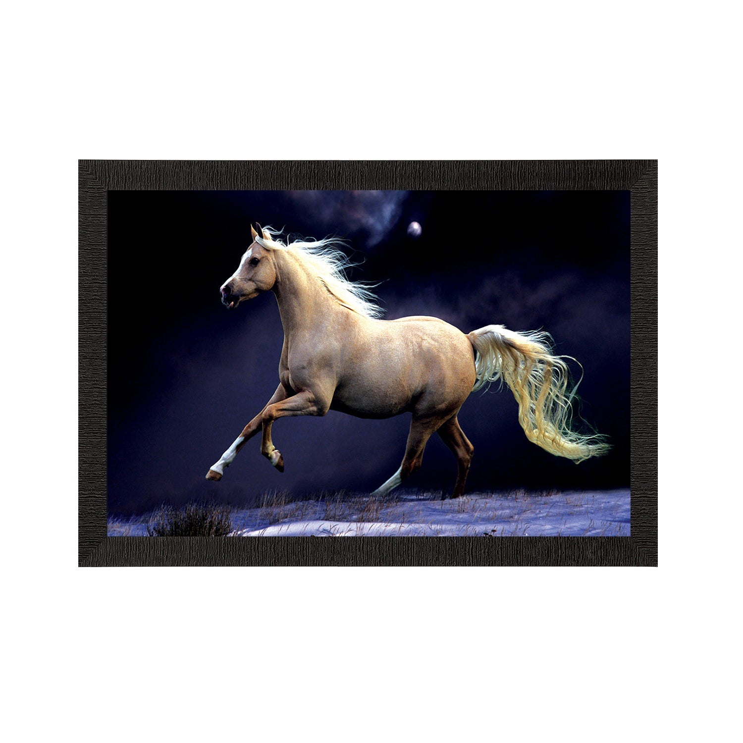 White Running Horse Satin Matt Texture UV Art Painting Kafalo