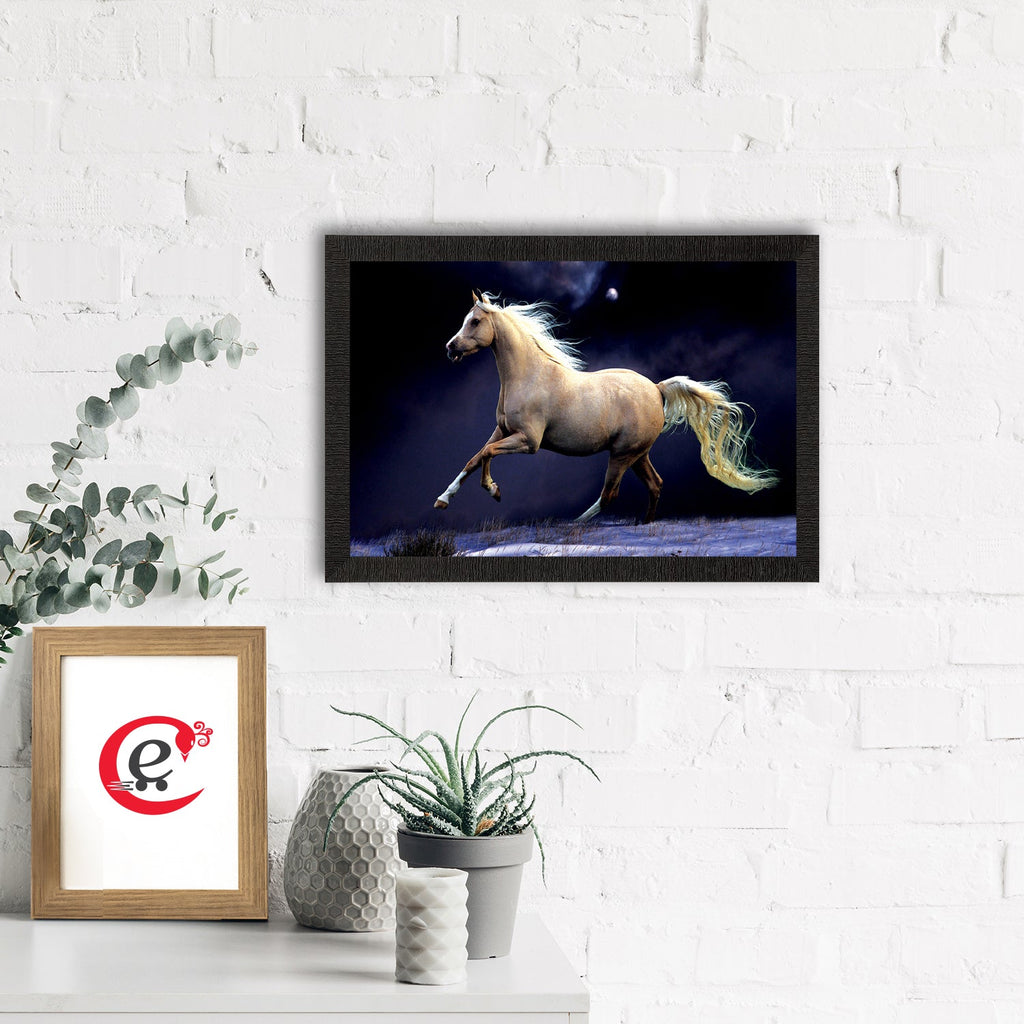 White Running Horse Satin Matt Texture UV Art Painting Kafalo
