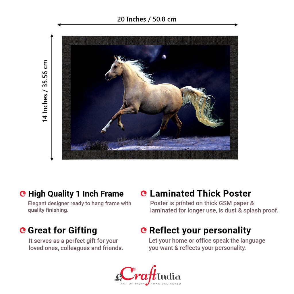 White Running Horse Satin Matt Texture UV Art Painting Kafalo