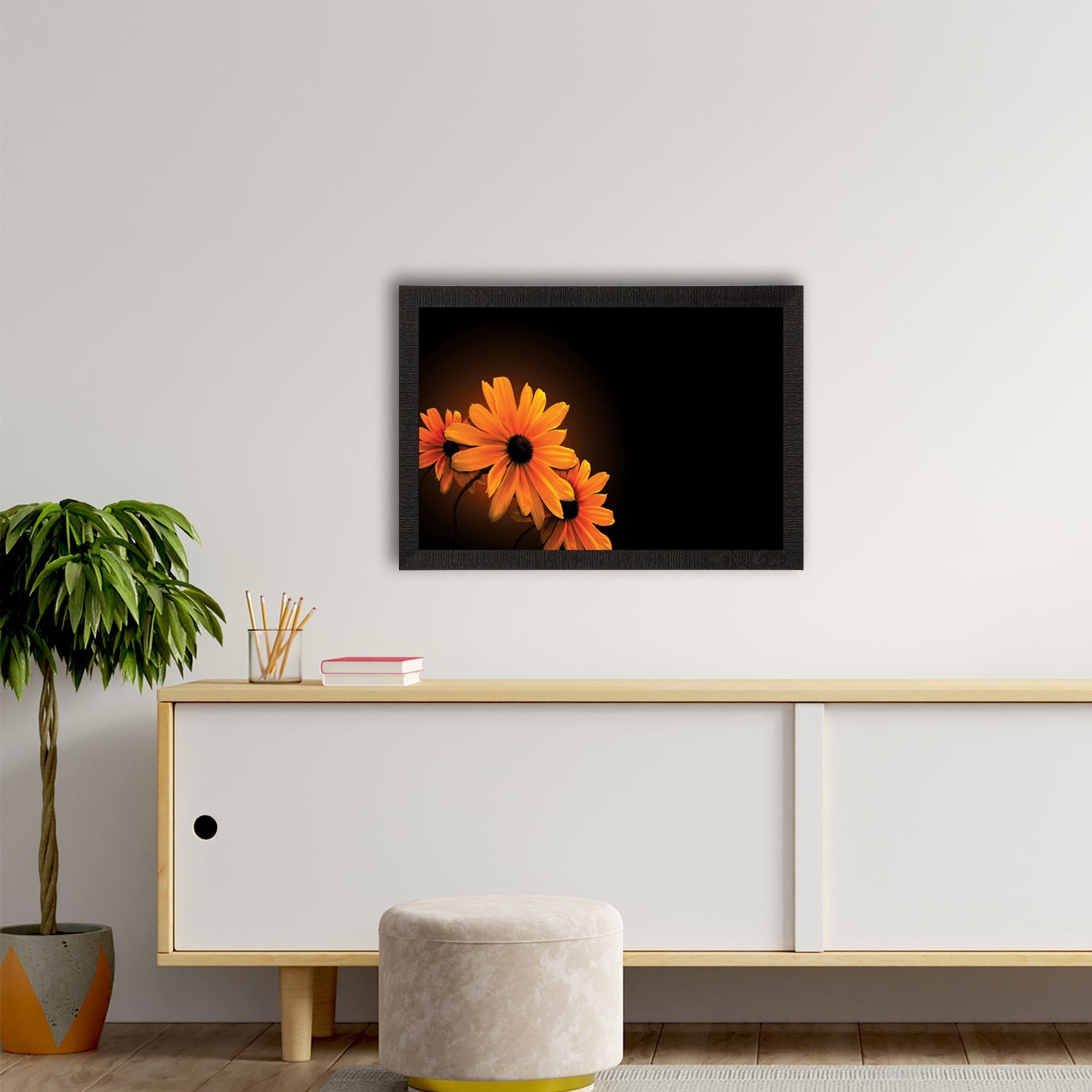 Sunflower In Dark Satin Matt Texture UV Art Painting Kafalo