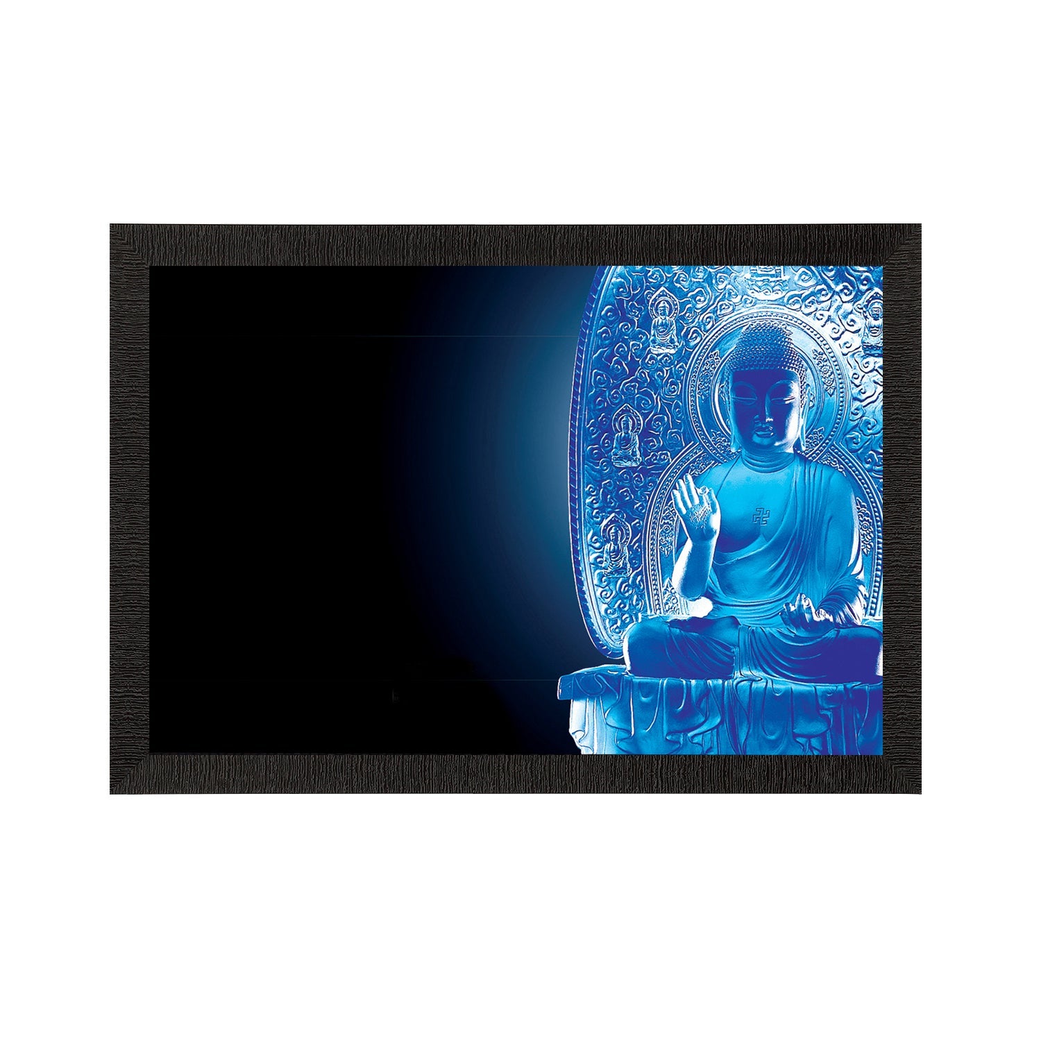 Neon Blue Lord Buddha Satin Matt Texture UV Art Painting Kafalo