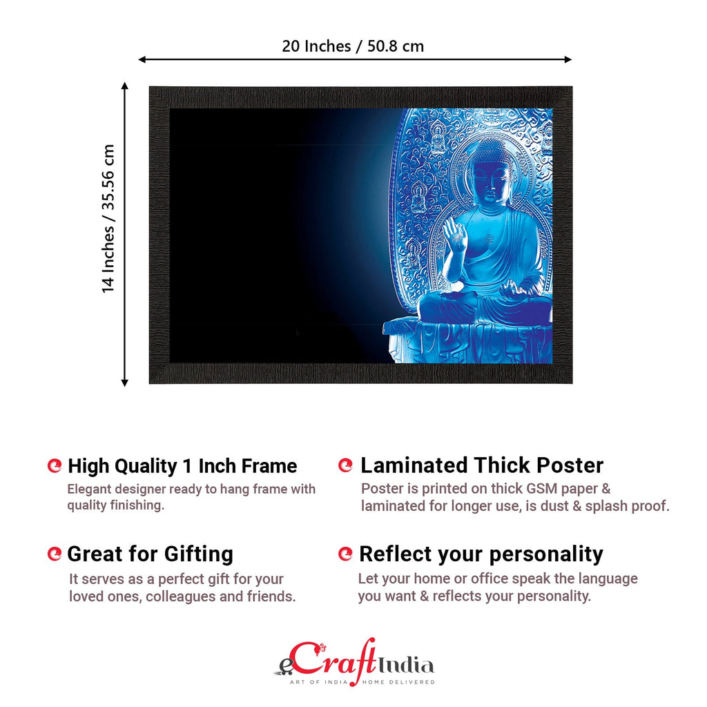 Neon Blue Lord Buddha Satin Matt Texture UV Art Painting Kafalo