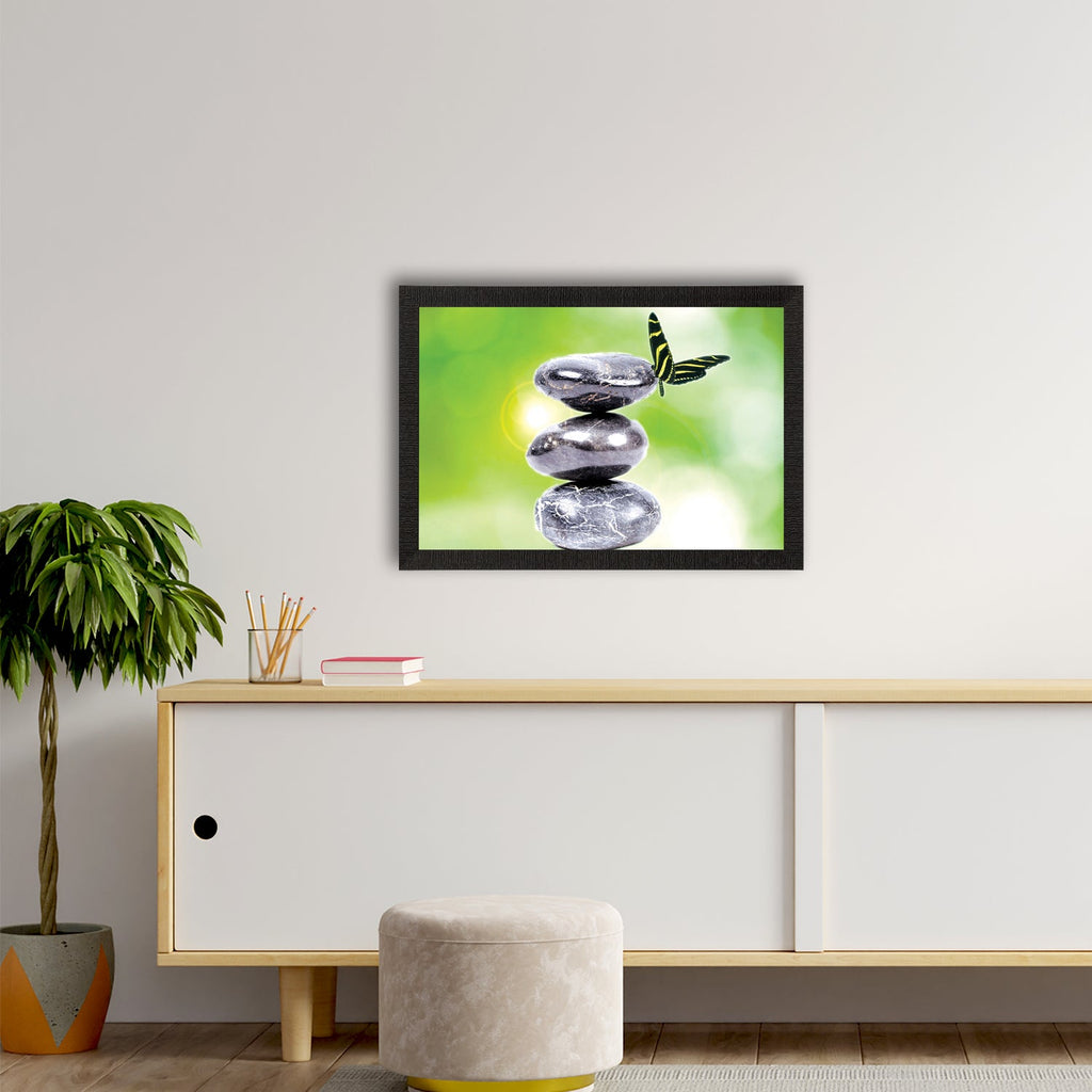 Stone & Butterfly Satin Matt Texture UV Art Painting Kafalo