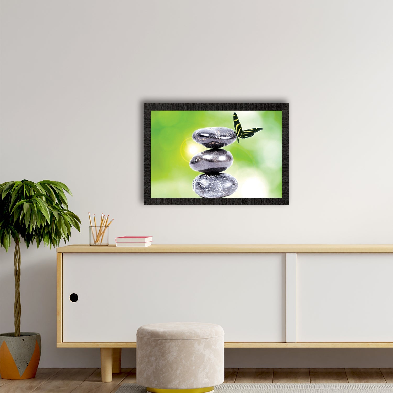 Stone & Butterfly Satin Matt Texture UV Art Painting Kafalo