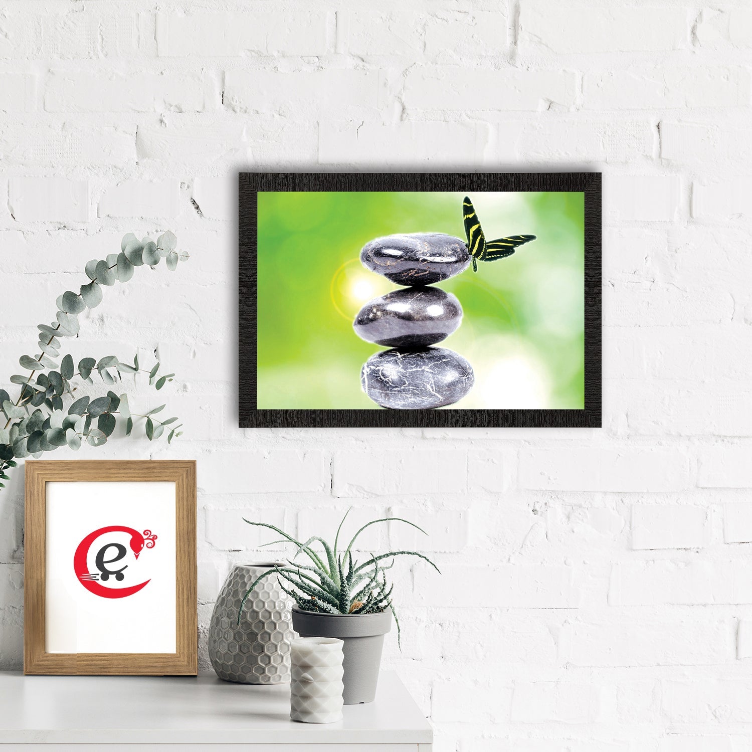 Stone & Butterfly Satin Matt Texture UV Art Painting Kafalo