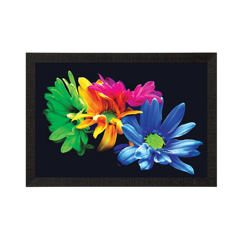 Tri Color Floral Satin Matt Texture UV Art Painting Kafalo