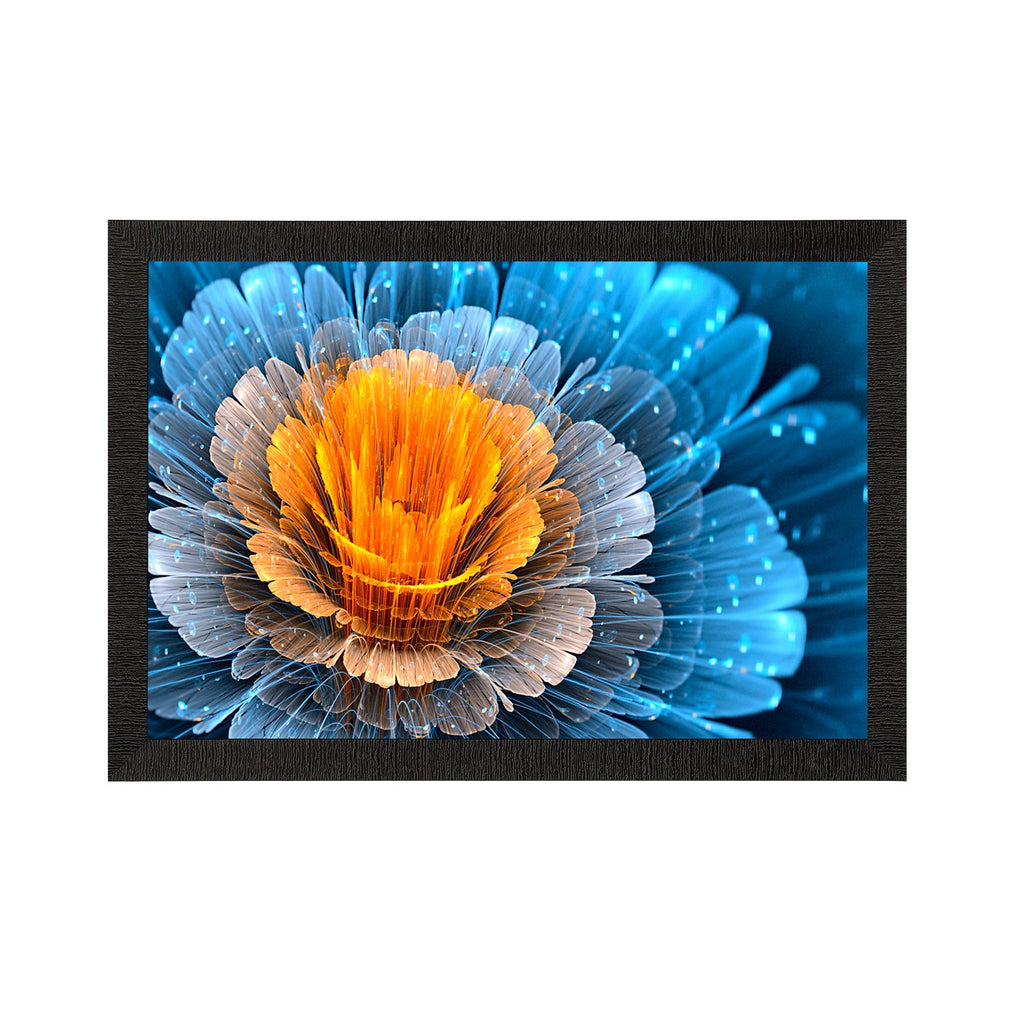 Blue And Yellow Glowing Flower Painting Digital Printed Floral Wall Art Kafalo