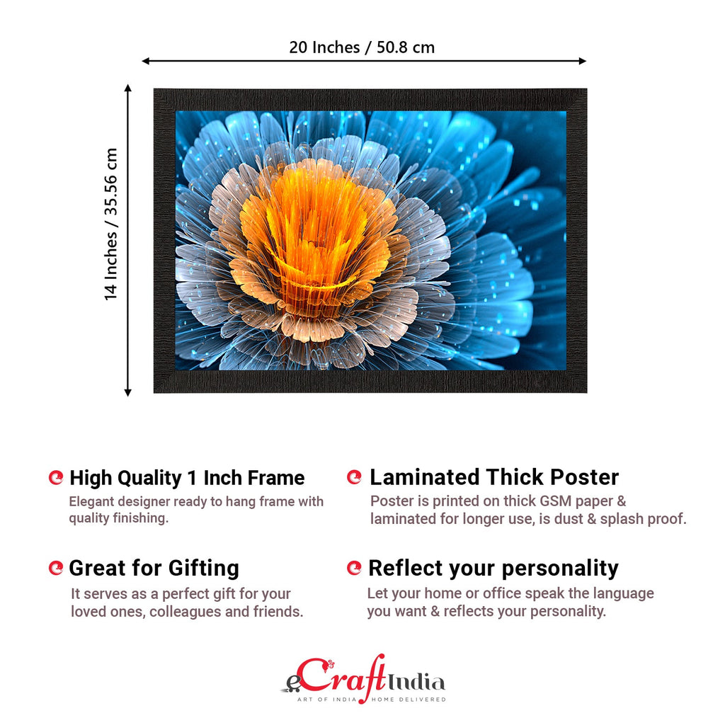 Blue And Yellow Glowing Flower Painting Digital Printed Floral Wall Art Kafalo
