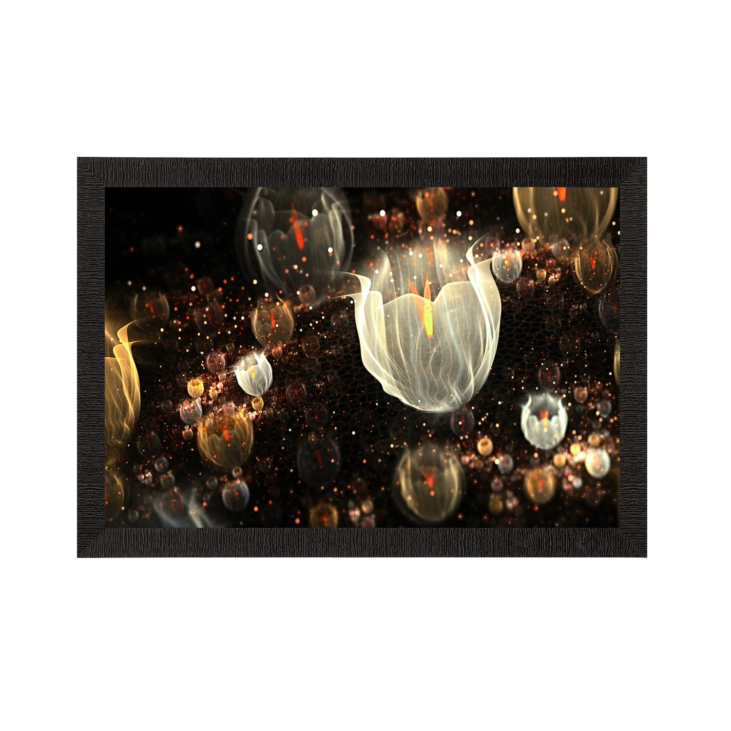 White Glowing Floral Satin Matt Texture UV Art Painting Kafalo