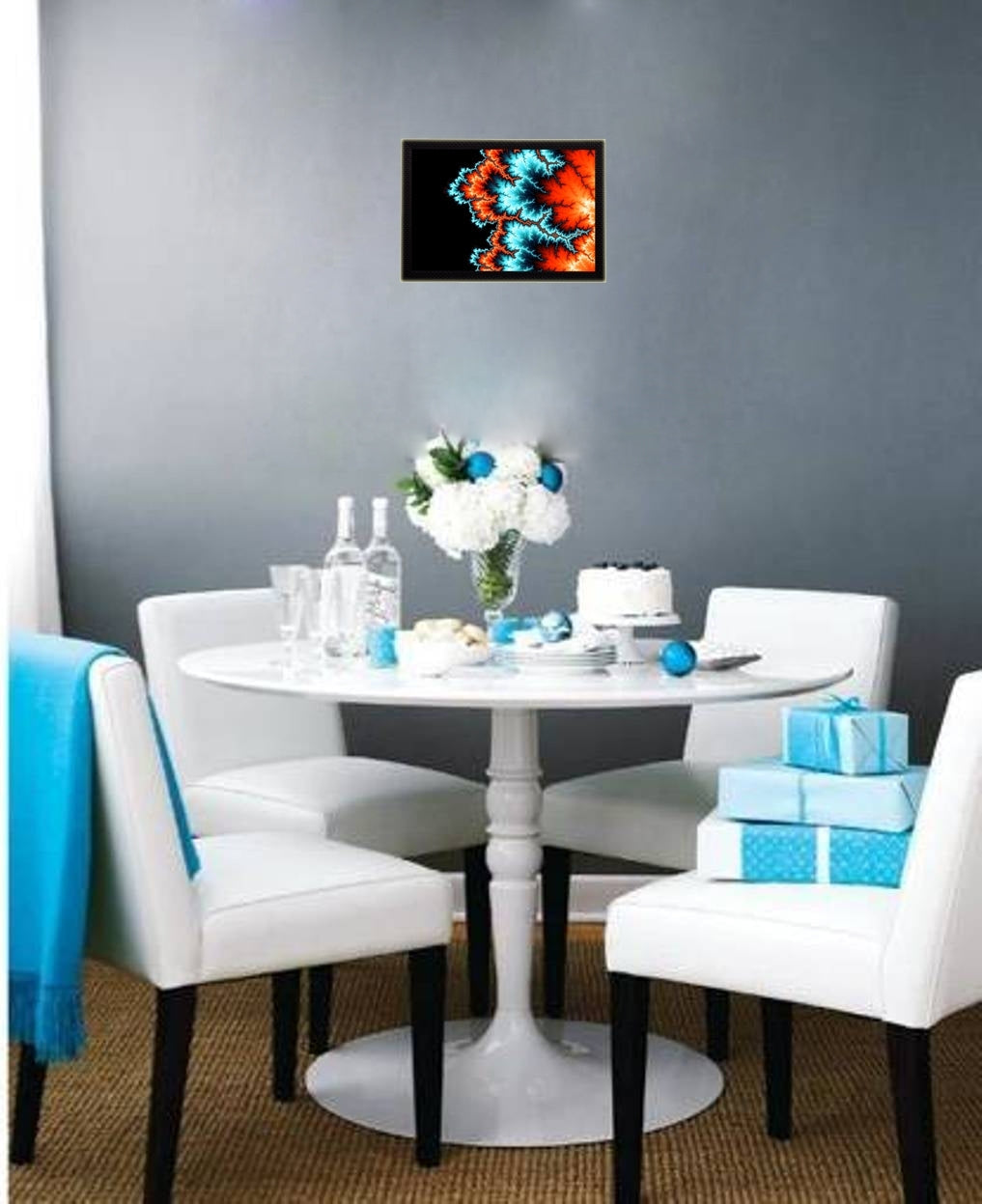 Abstract Blue & Orange Satin Matt Texture UV Art Painting Kafalo