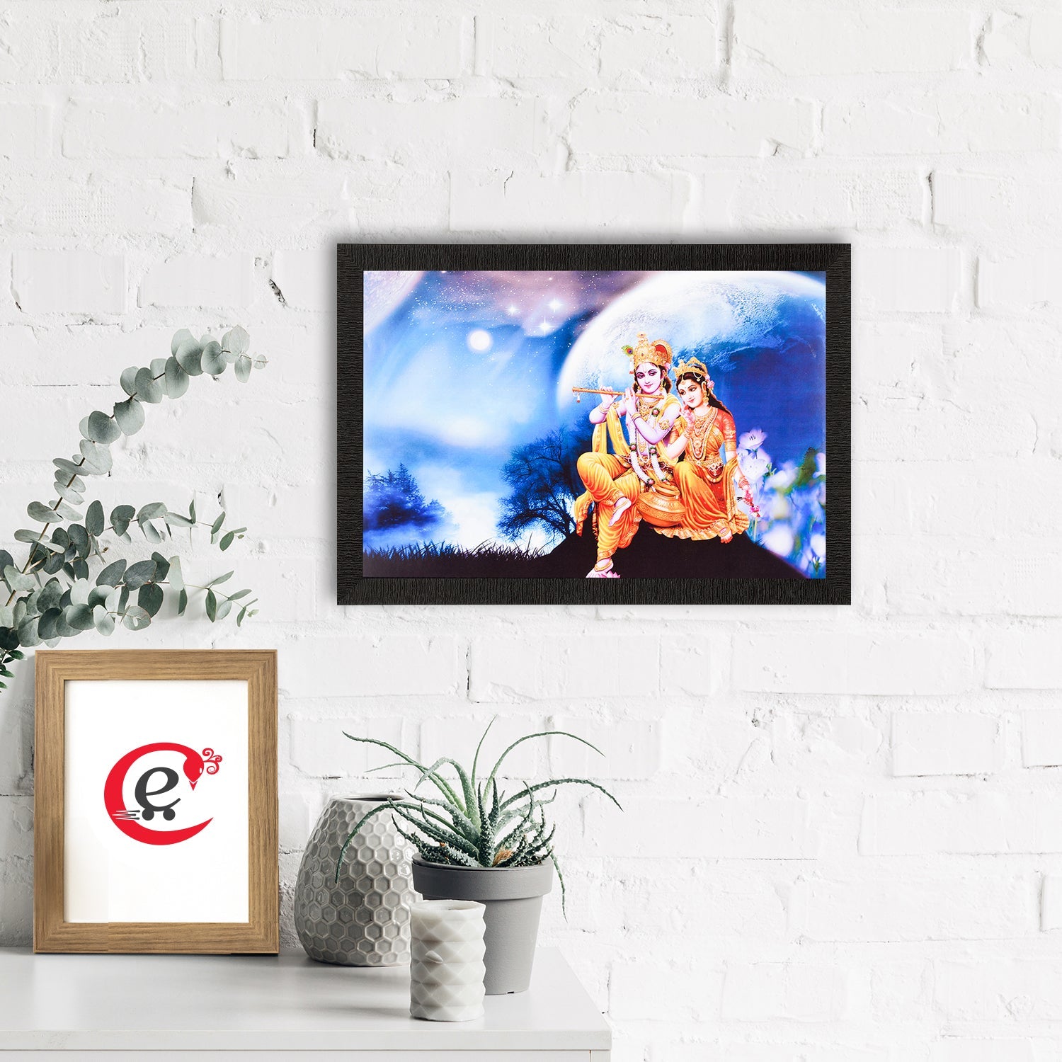 Radha Krishna Painting Digital Printed Religious Wall Art Kafalo