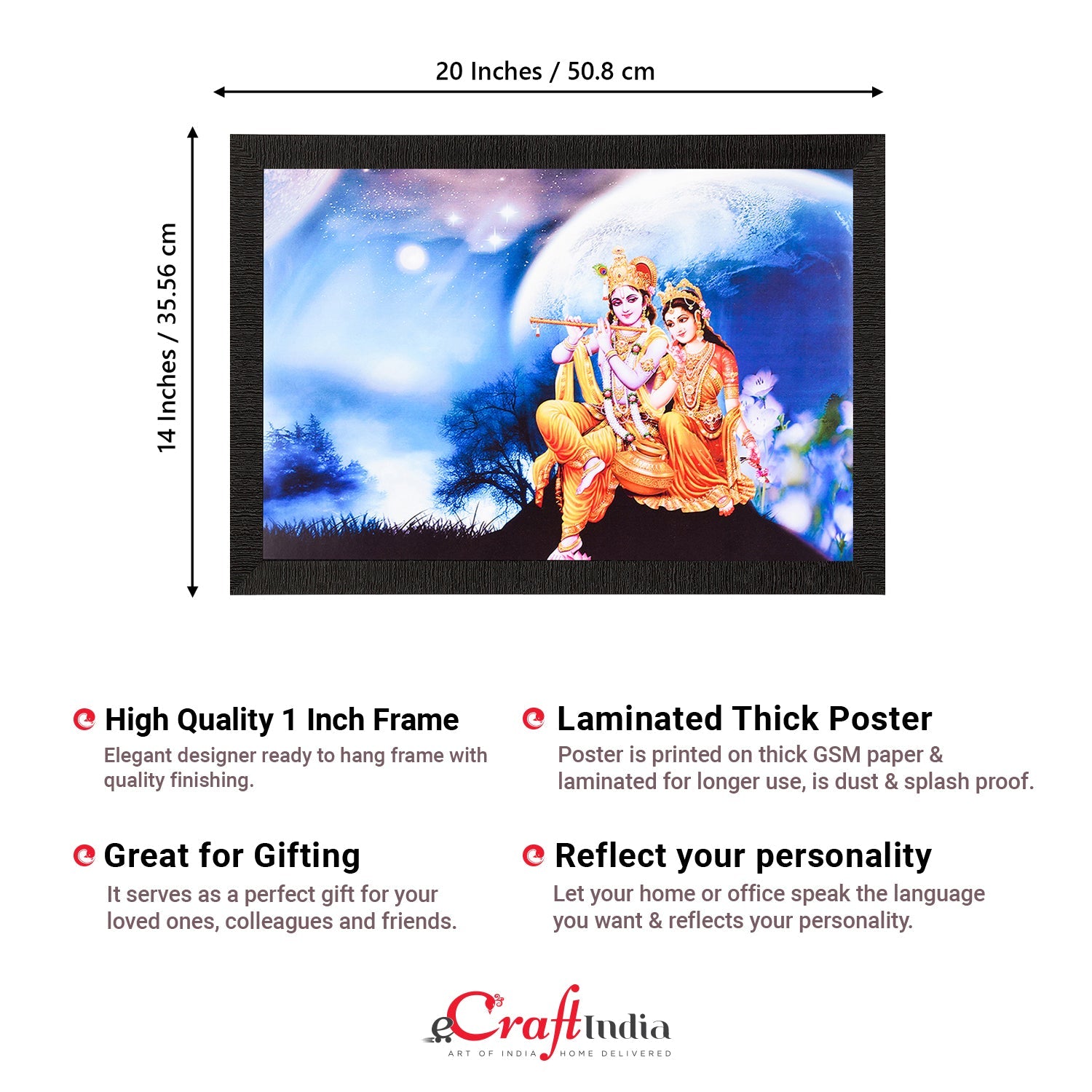 Radha Krishna Painting Digital Printed Religious Wall Art Kafalo