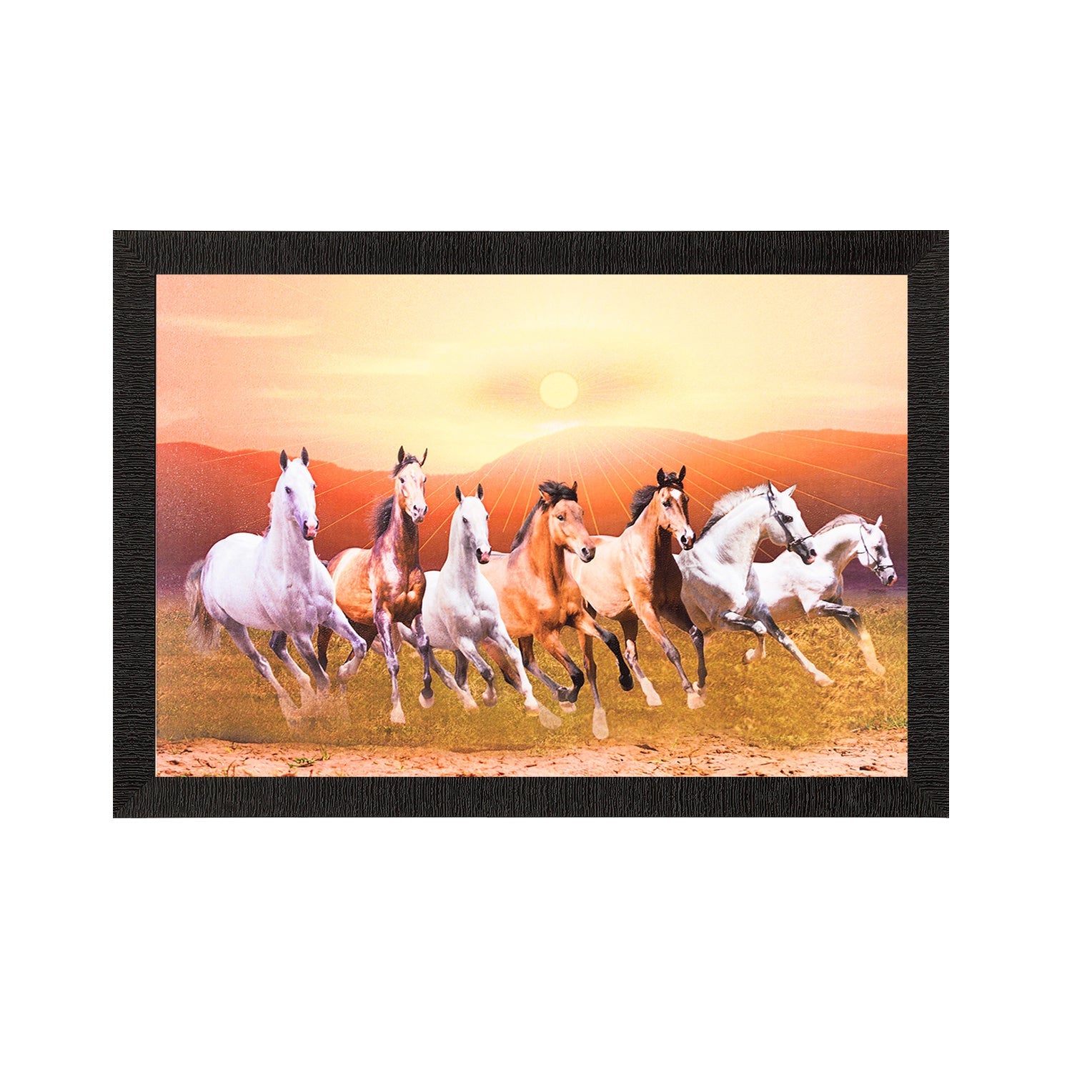 Running Brown Horses Satin Matt Texture UV Art Painting Kafalo