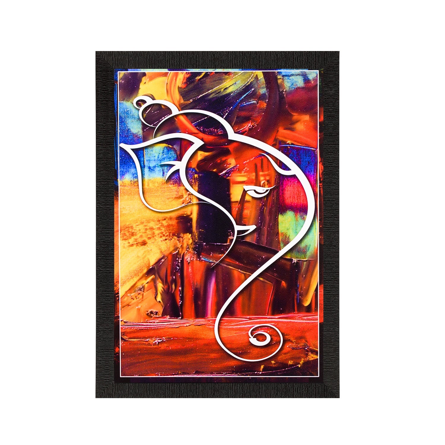 Lord Ganesha Painting Digital Printed Abstract Religious Wall Art Kafalo