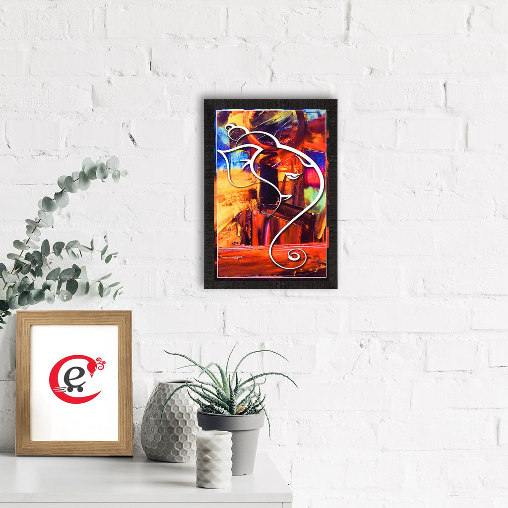 Lord Ganesha Painting Digital Printed Abstract Religious Wall Art Kafalo