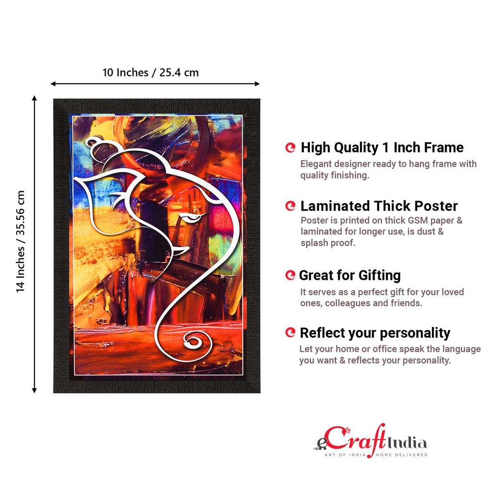 Lord Ganesha Painting Digital Printed Abstract Religious Wall Art Kafalo