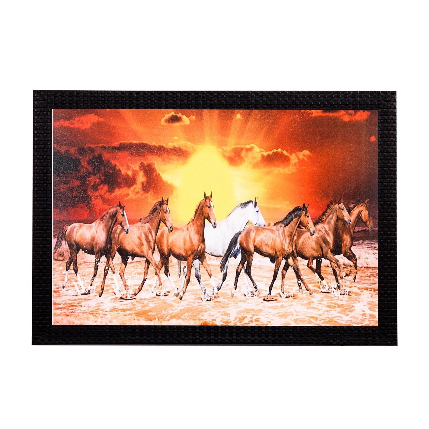 Brown & White Horses Satin Matt Texture UV Art Painting Kafalo