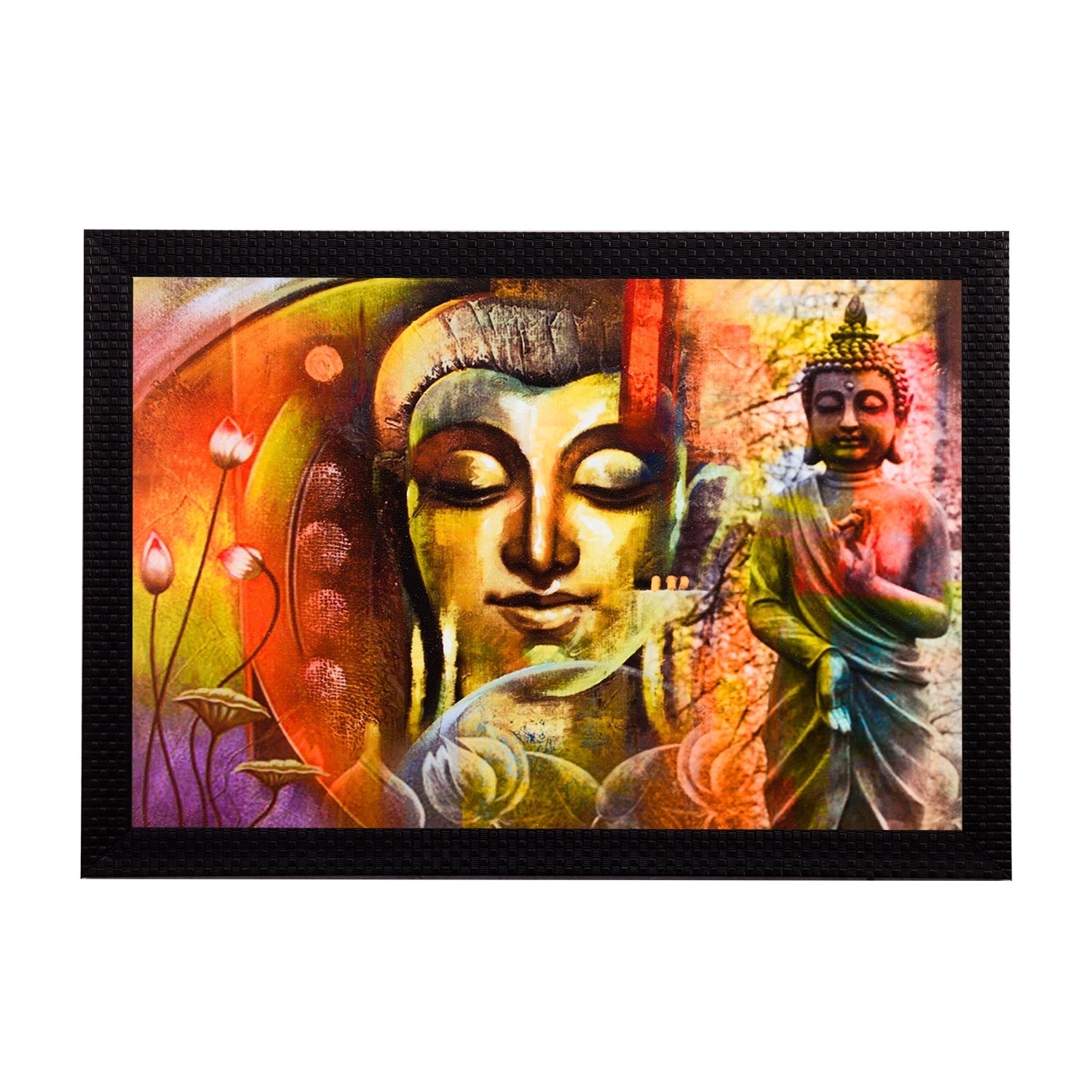 Lord Buddha Multi Colored Satin Matt Texture UV Art Painting Kafalo