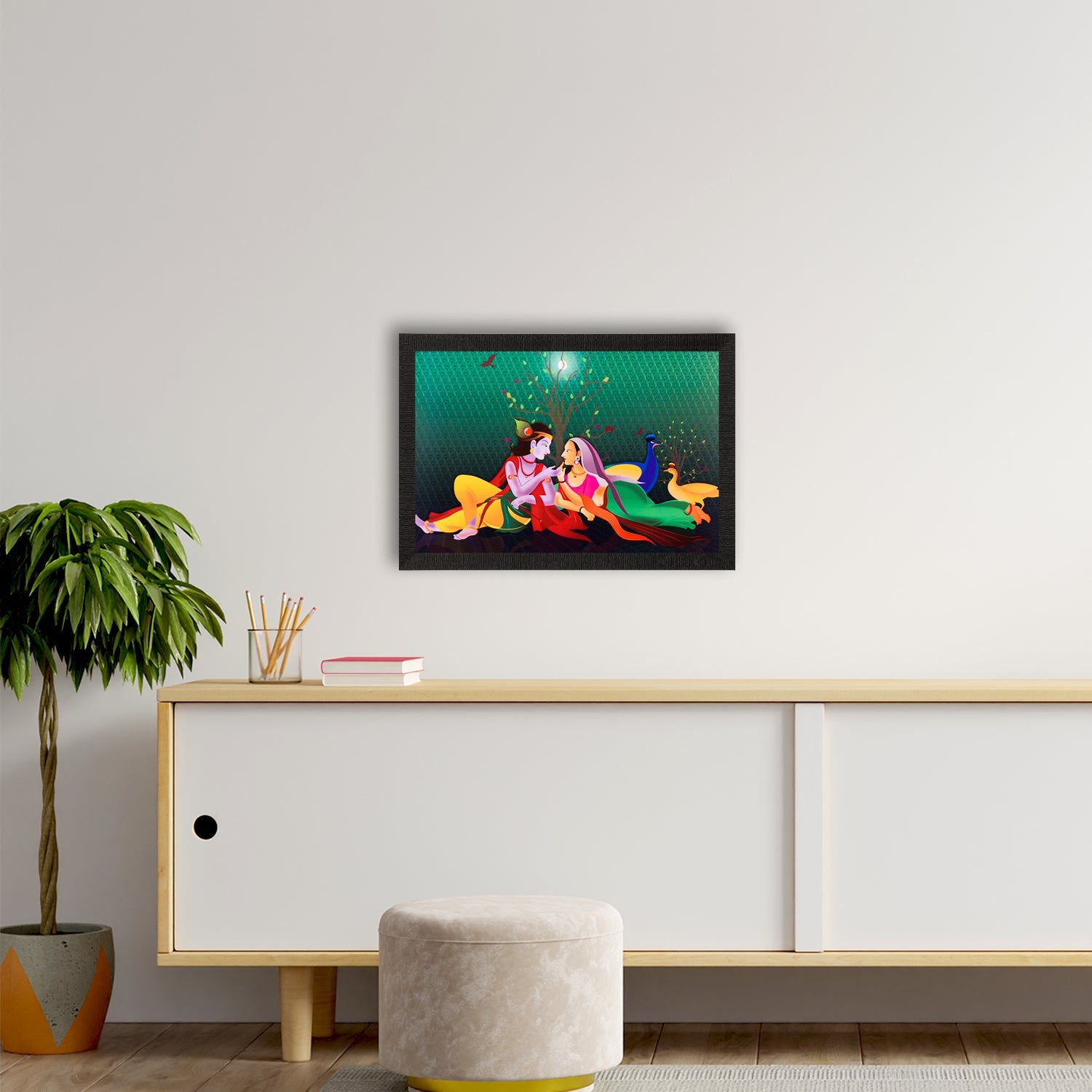 Radha & Lord Krishna Satin Matt Texture UV Art Painting Kafalo