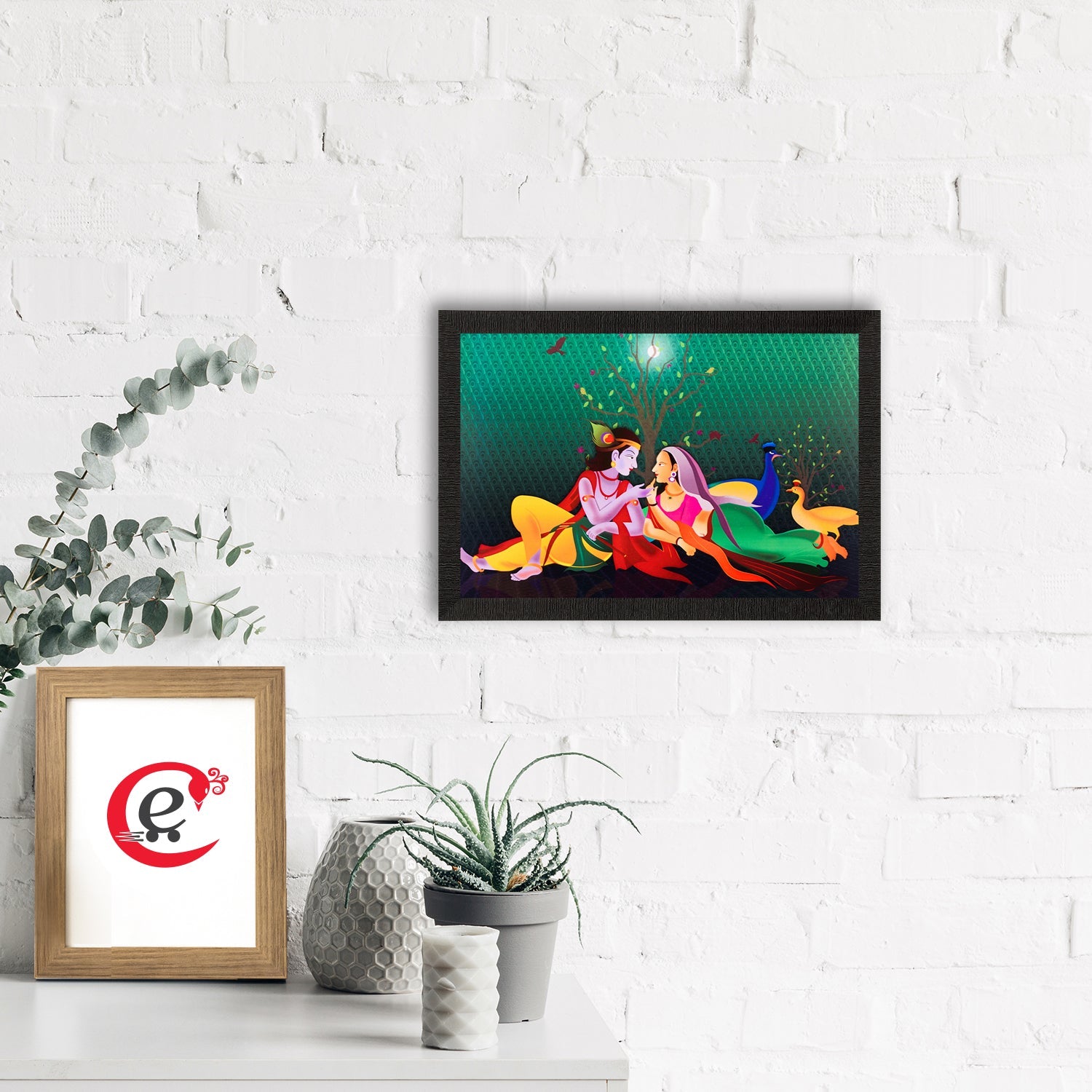 Radha & Lord Krishna Satin Matt Texture UV Art Painting Kafalo