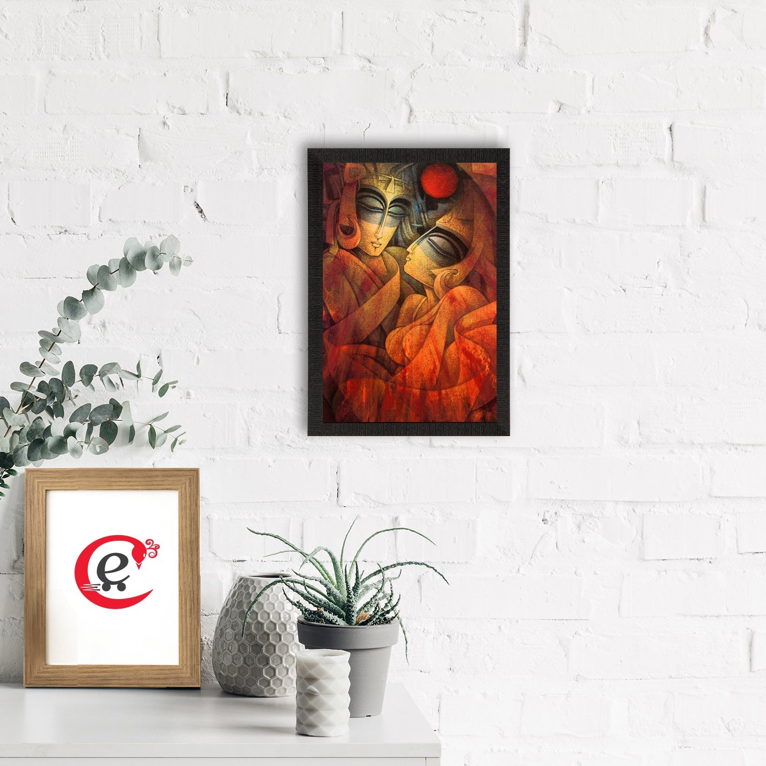 Radha Krishna Abstract Satin Matt Texture UV Art Painting Kafalo