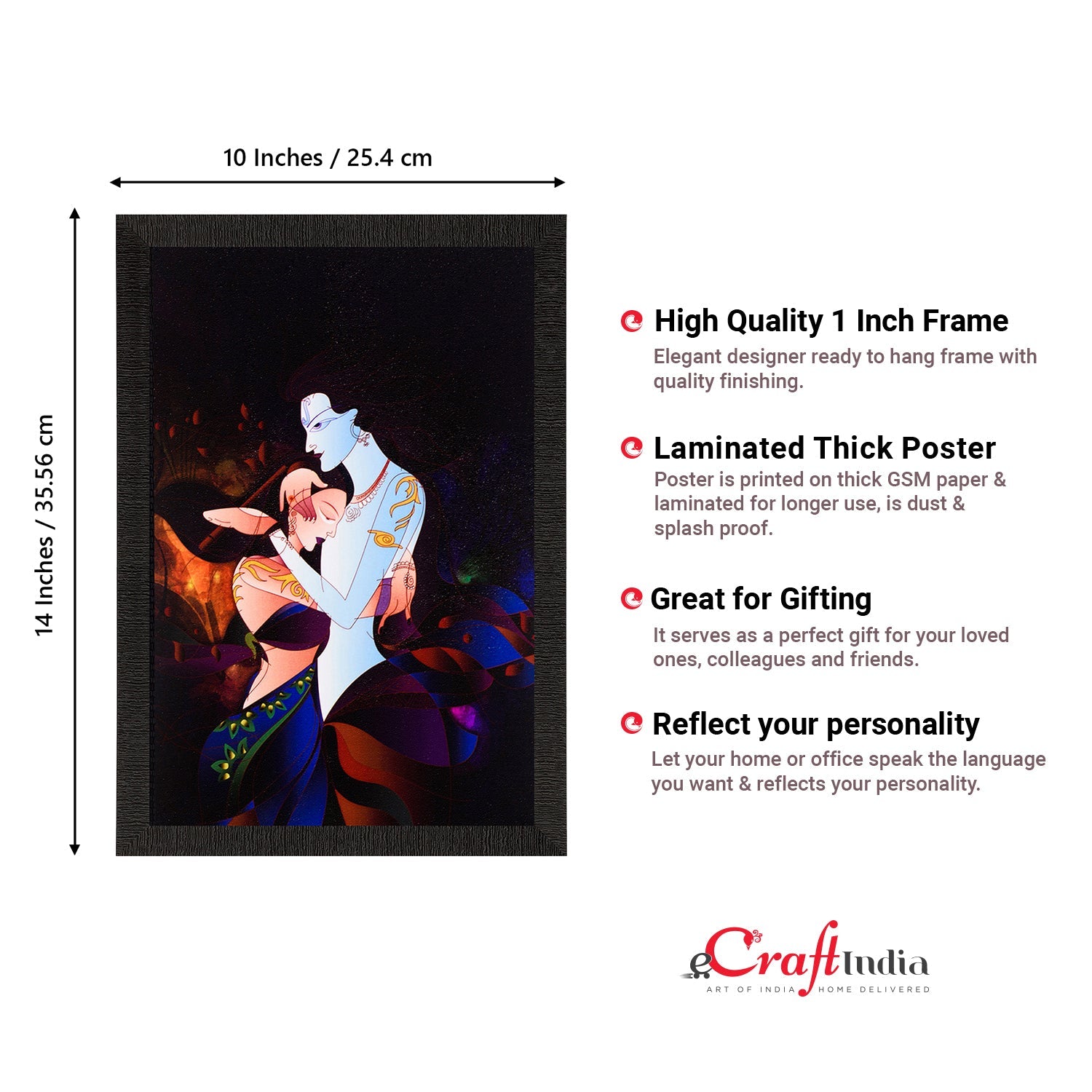 Lord Krishna & Radha Satin Matt Texture UV Art Painting Kafalo