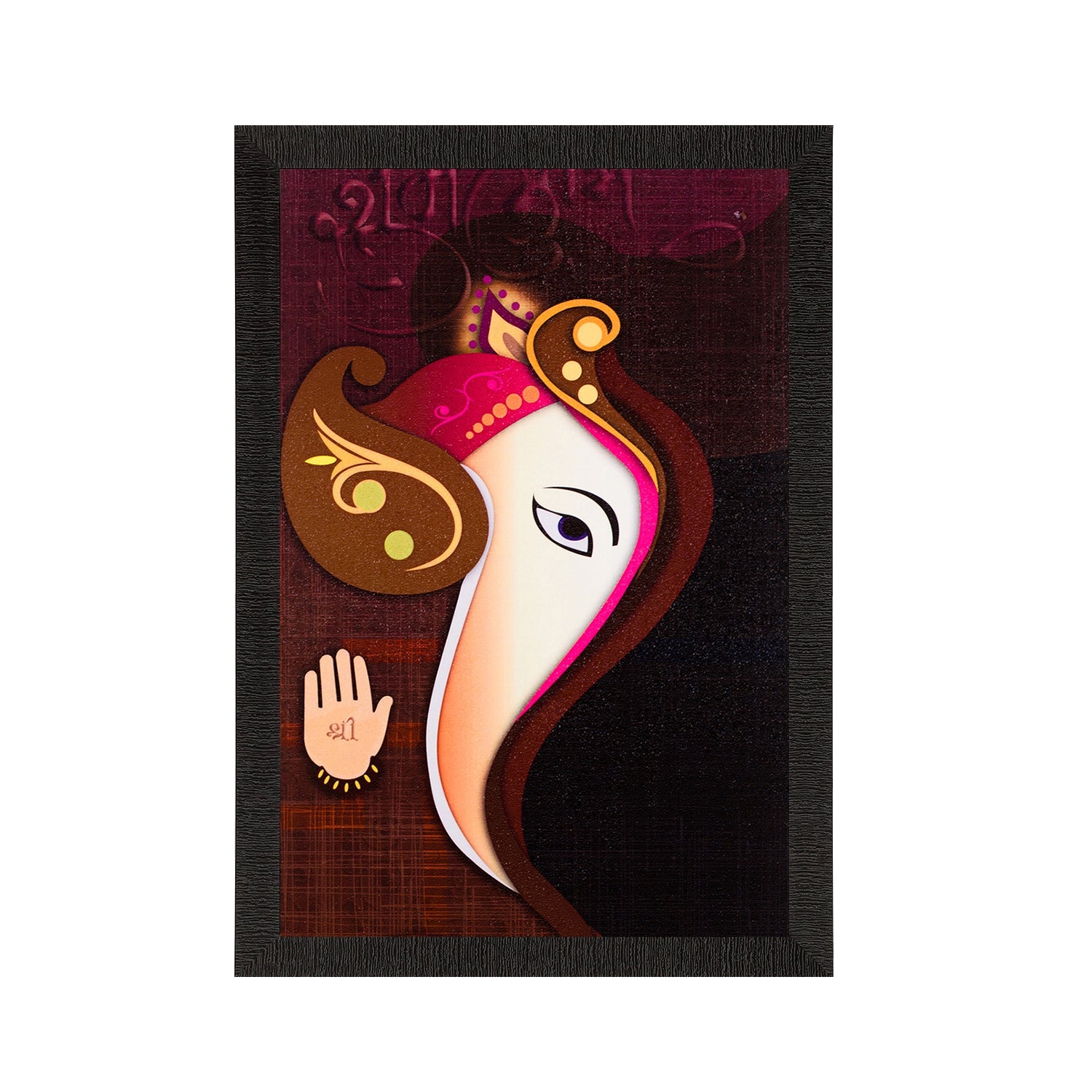 Lord Ganesha Painting Digital Printed Abstract Religious Wall Art Kafalo