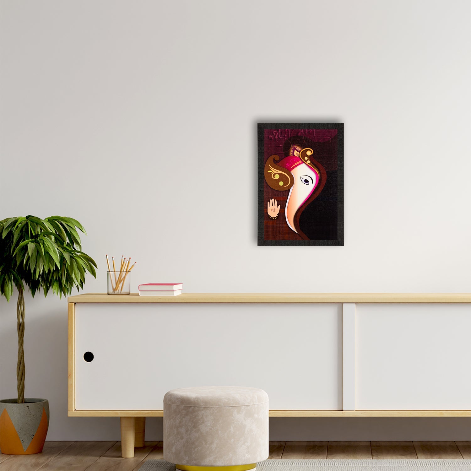 Lord Ganesha Painting Digital Printed Abstract Religious Wall Art Kafalo