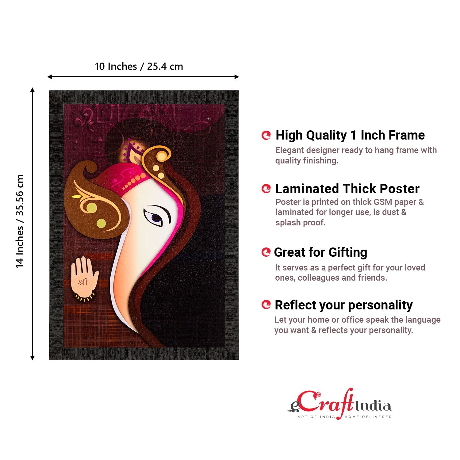 Lord Ganesha Painting Digital Printed Abstract Religious Wall Art Kafalo