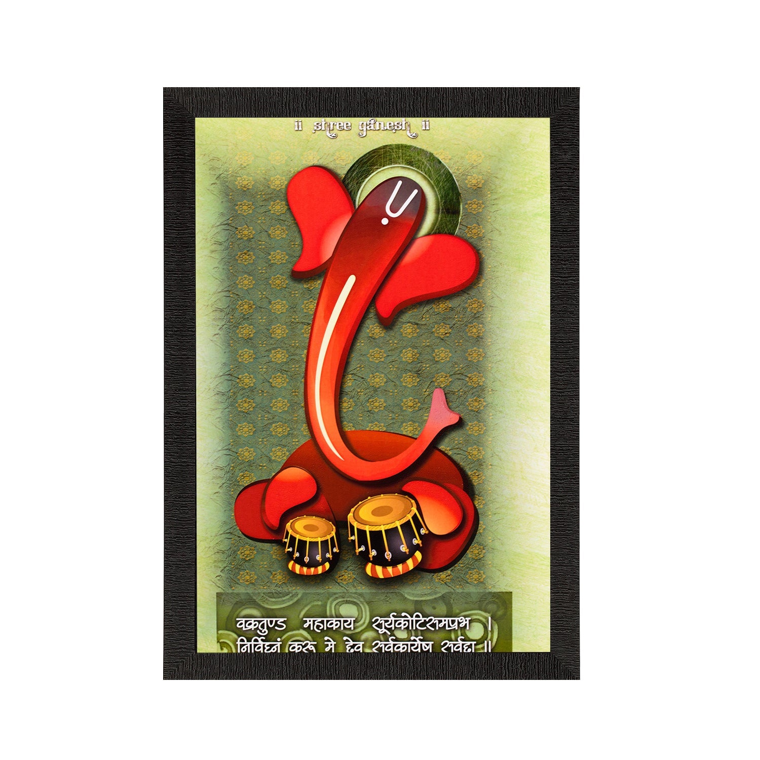 Lord Ganesha Playing Tabla Satin Matt Texture UV Art Painting Kafalo