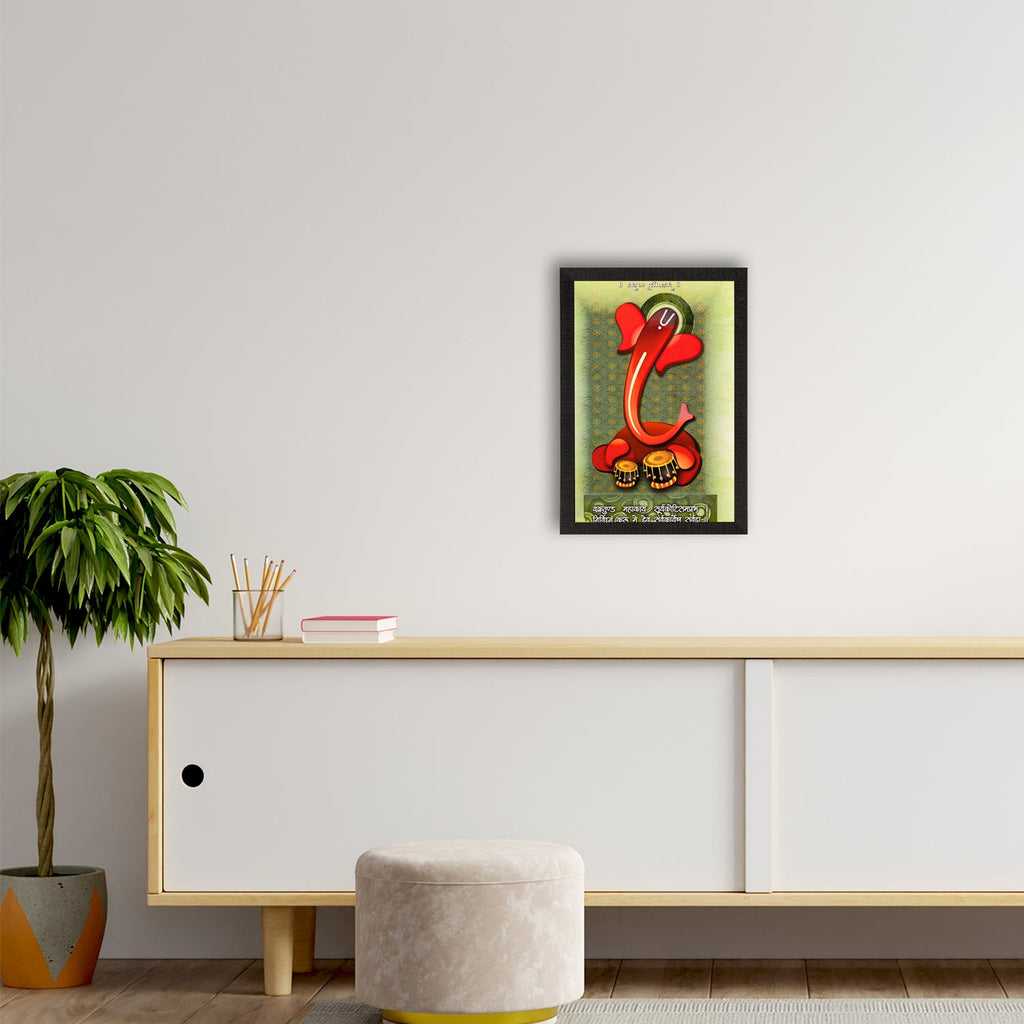 Lord Ganesha Playing Tabla Satin Matt Texture UV Art Painting Kafalo