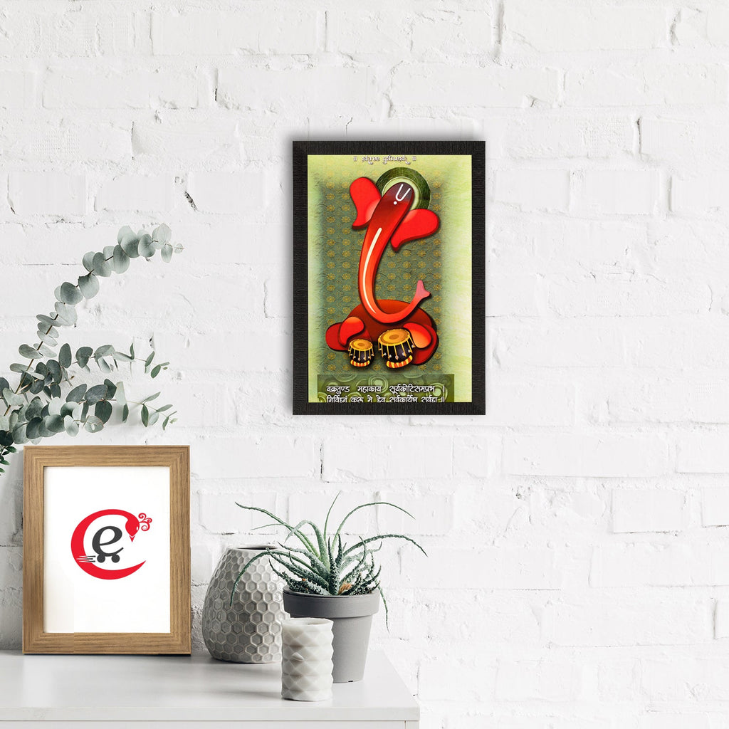 Lord Ganesha Playing Tabla Satin Matt Texture UV Art Painting Kafalo