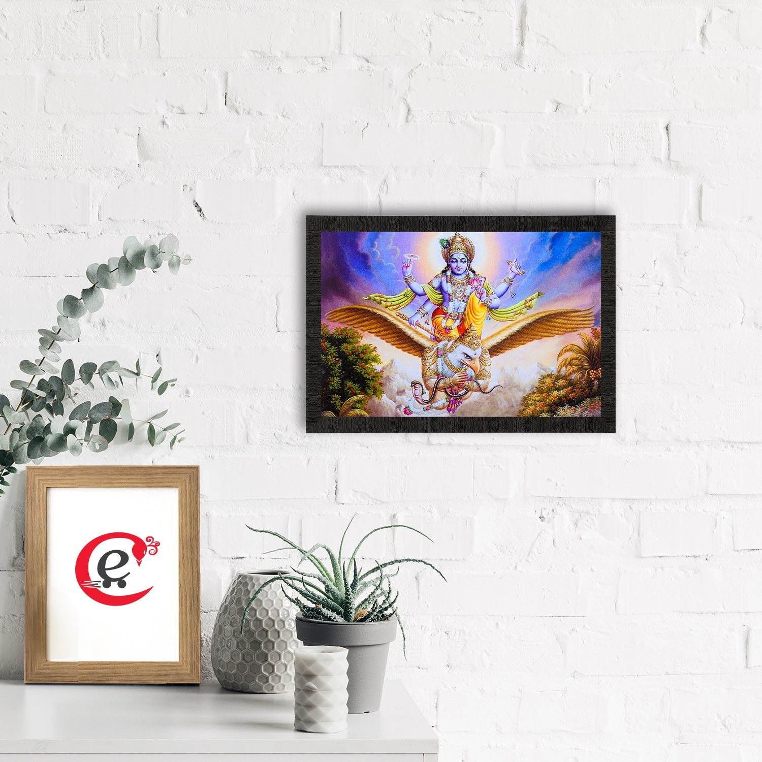 Lord Vishnu Painting Digital Printed Religious Wall Art Kafalo