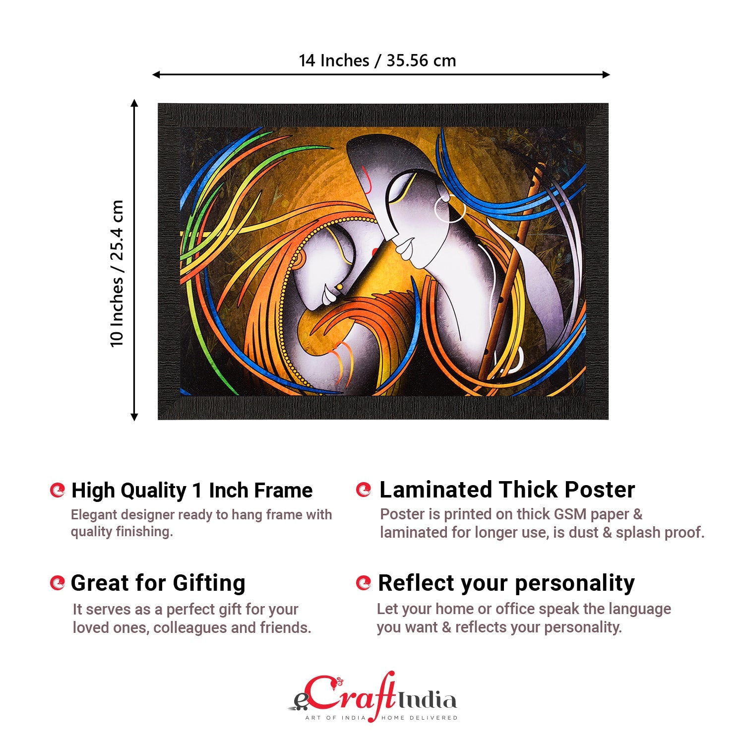 Abstract Radha Krishna Painting Digital Printed Religious Wall Art Kafalo