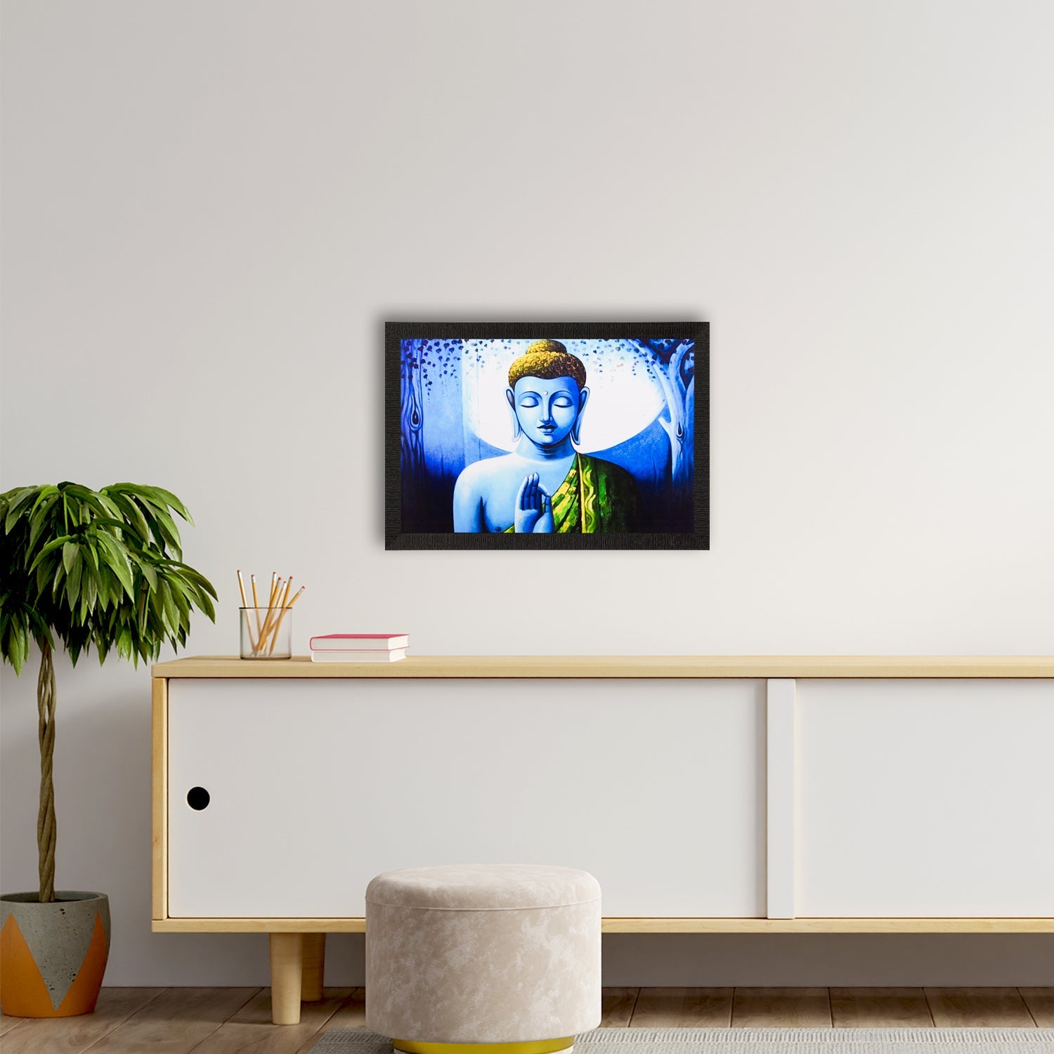 Meditating Lord Buddha Painting Digital Printed Religious Wall Art Kafalo