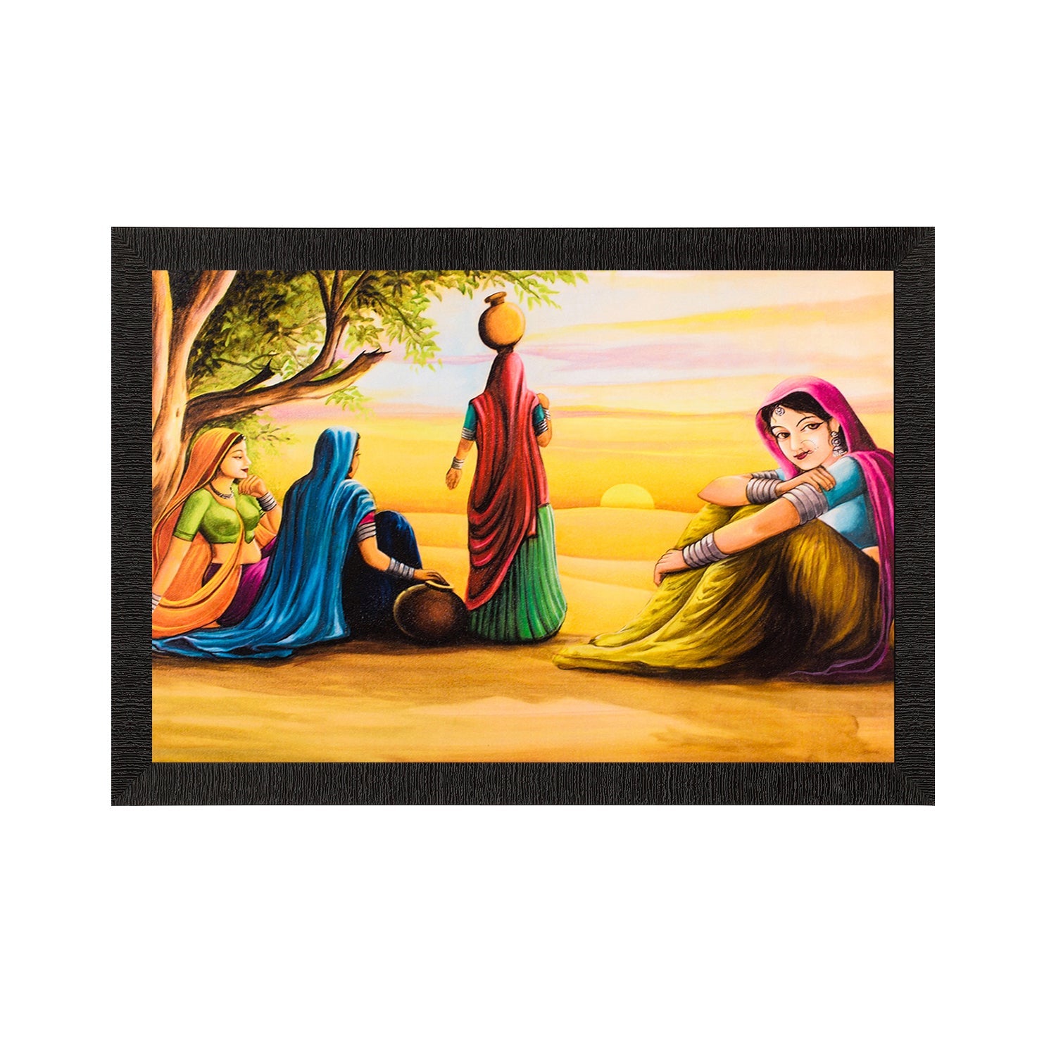 Village Women Satin Matt Texture UV Art Painting Kafalo
