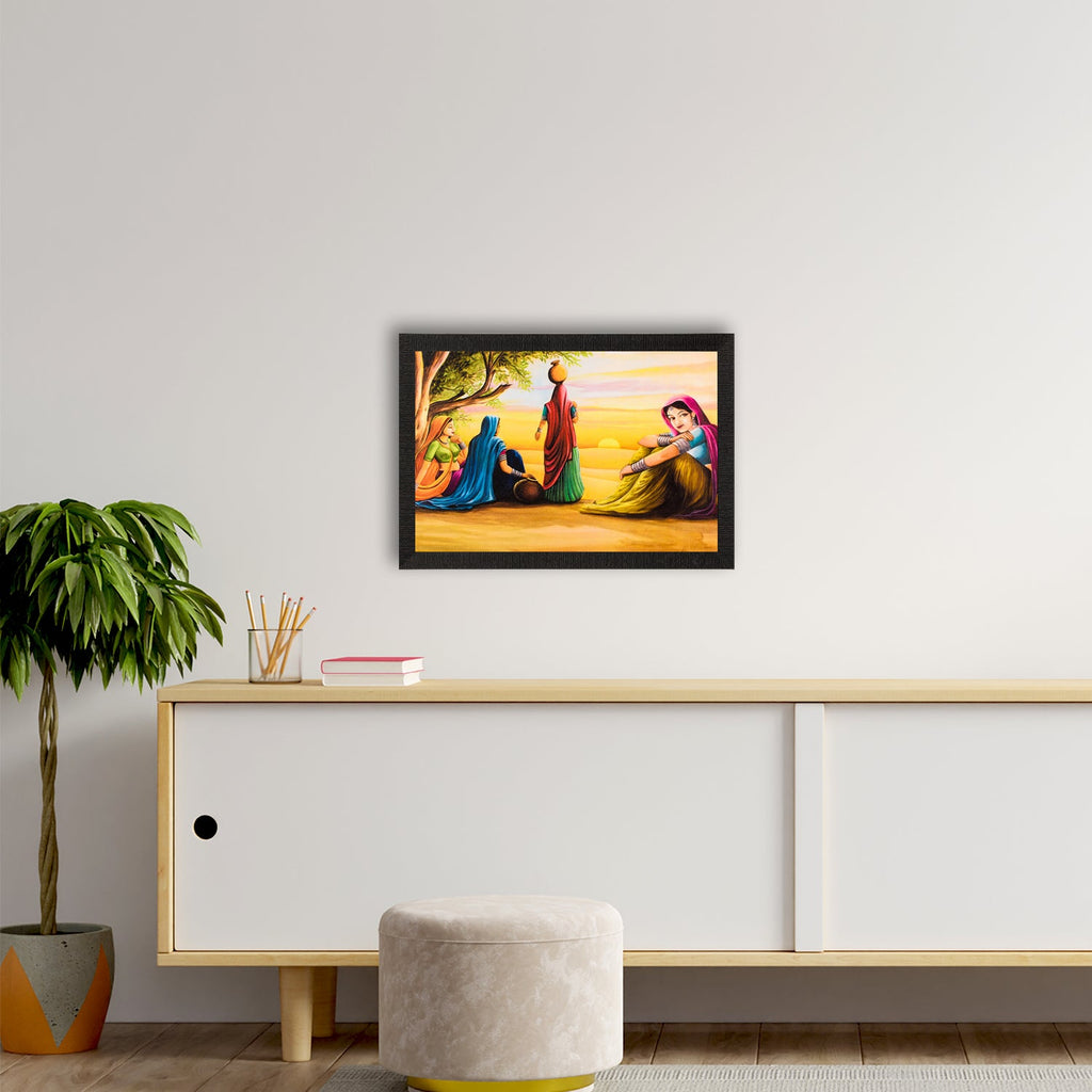Village Women Satin Matt Texture UV Art Painting Kafalo
