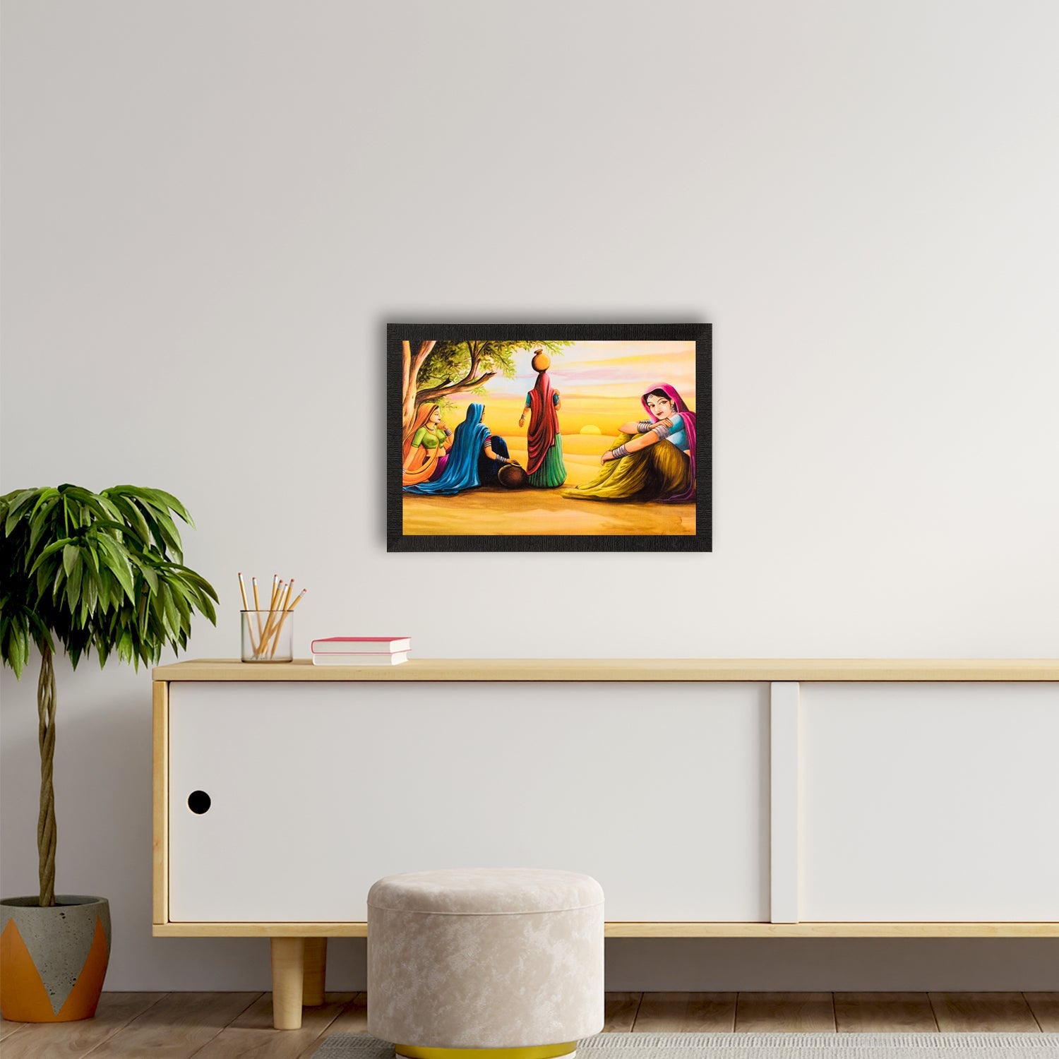 Village Women Satin Matt Texture UV Art Painting Kafalo