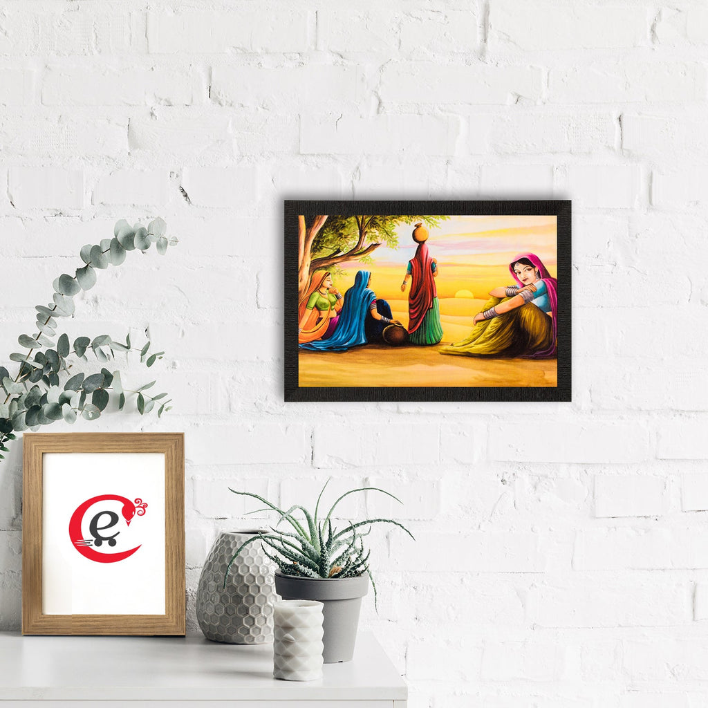 Village Women Satin Matt Texture UV Art Painting Kafalo