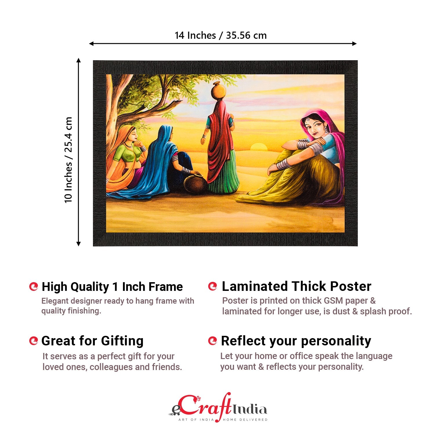 Village Women Satin Matt Texture UV Art Painting Kafalo