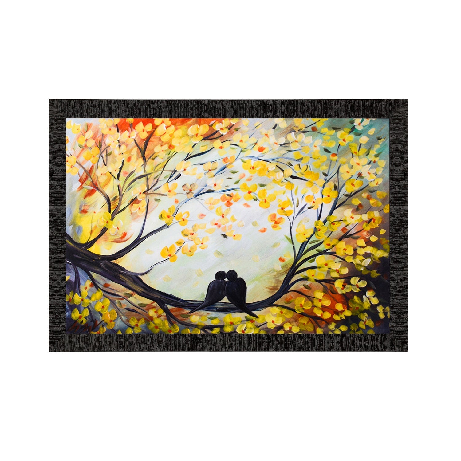 Love Birds Satin Matt Texture UV Art Painting Kafalo