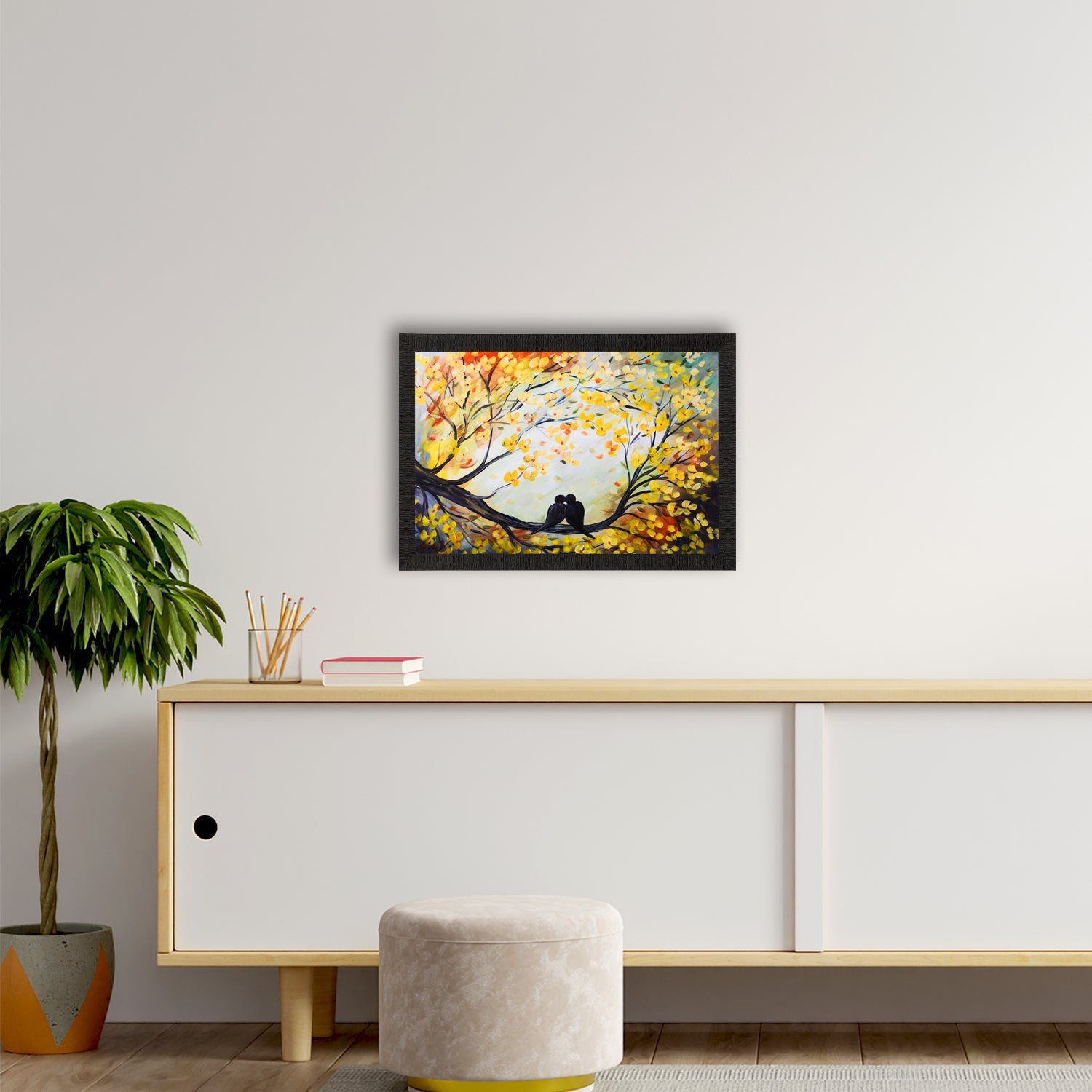 Love Birds Satin Matt Texture UV Art Painting Kafalo