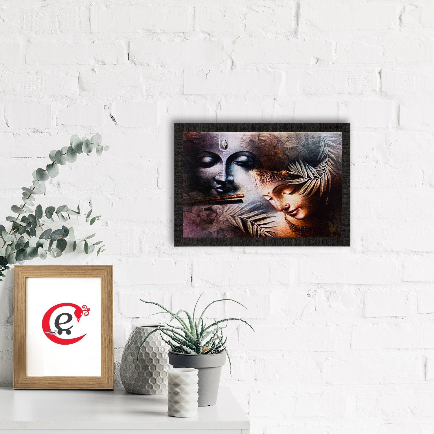Radha Krishna Painting Digital Printed Religious Wall Art Kafalo