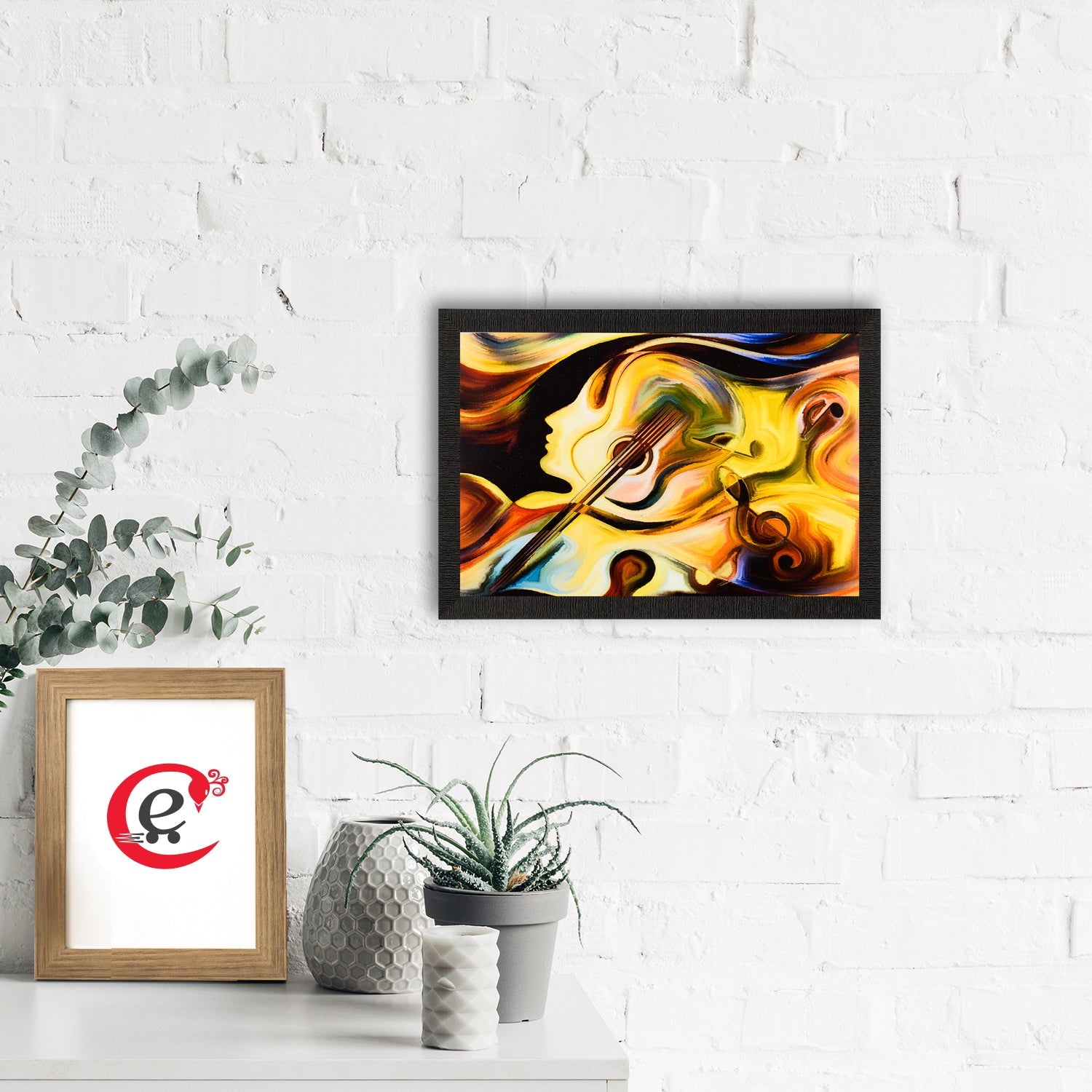 Guitar & Face Abstract Satin Matt Texture UV Art Painting Kafalo