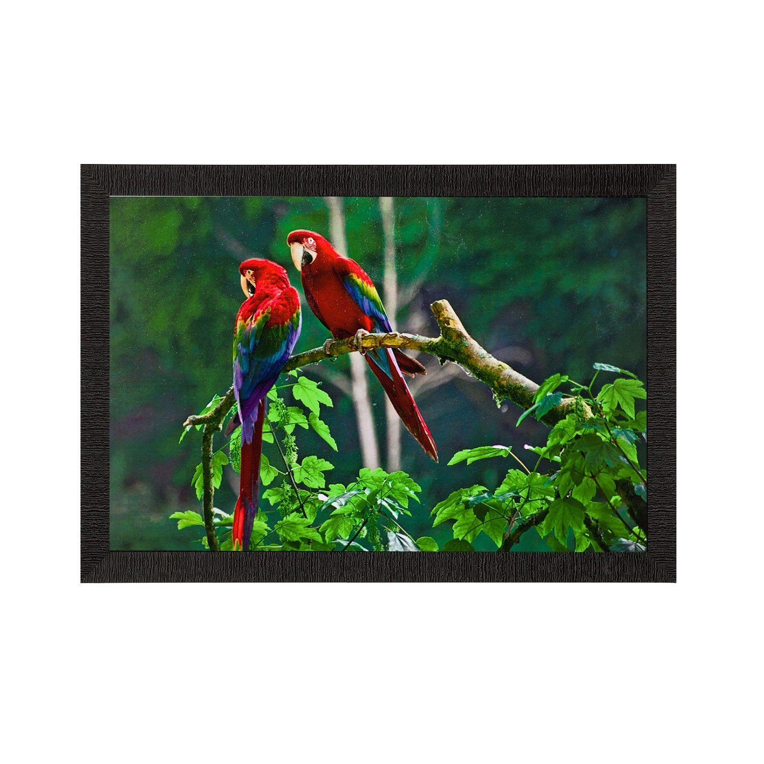 Parrots Pair Satin Matt Texture UV Art Painting Kafalo
