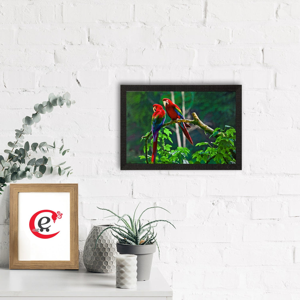 Parrots Pair Satin Matt Texture UV Art Painting Kafalo
