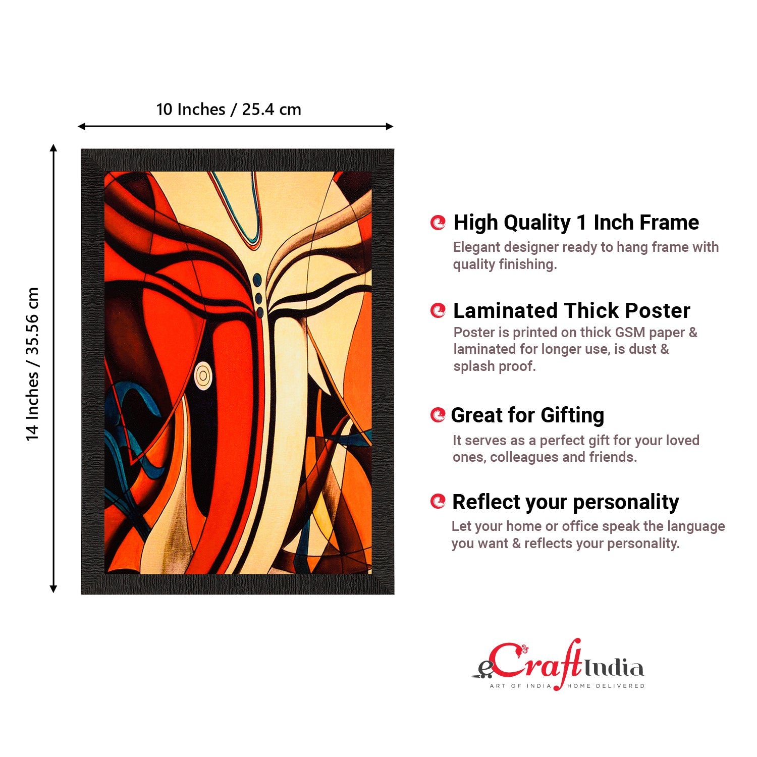 Abstract Lord Ganesha Face Satin Matt Texture UV Art Painting Kafalo
