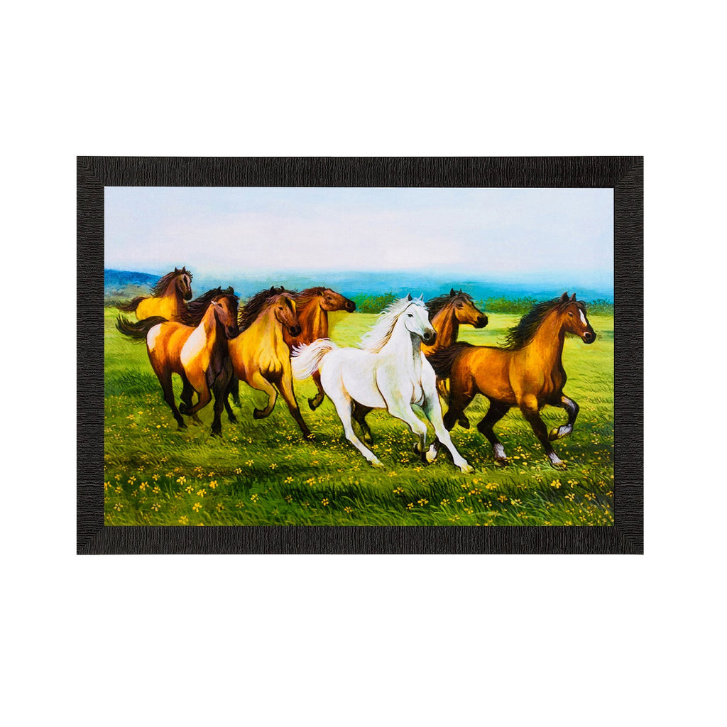 Running Brown & White Horses Satin Matt Texture UV Art Painting Kafalo