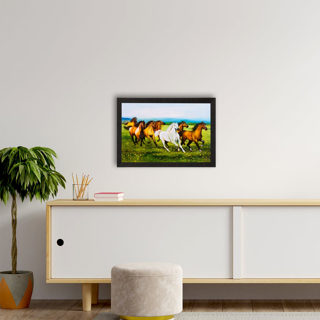 Running Brown & White Horses Satin Matt Texture UV Art Painting Kafalo