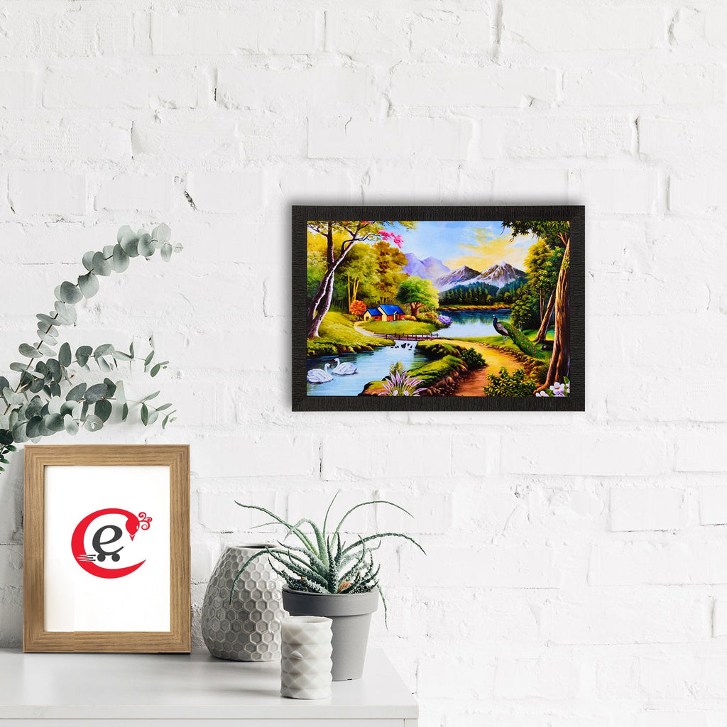 River & Village View Satin Matt Texture UV Art Painting Kafalo